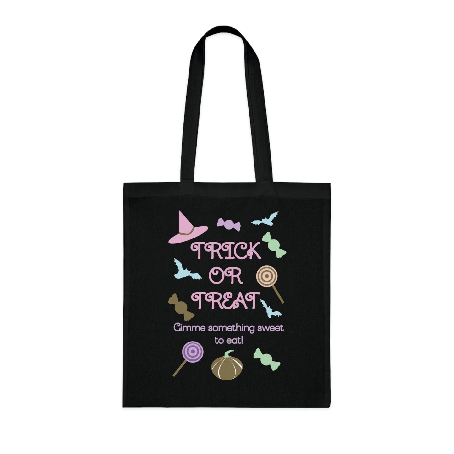 Printify Bags One size / Black Personalised Pastel Trick or treat Cotton Tote