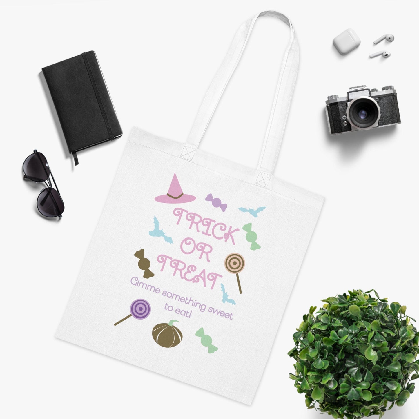 Printify Bags Personalised Pastel Trick or treat Cotton Tote