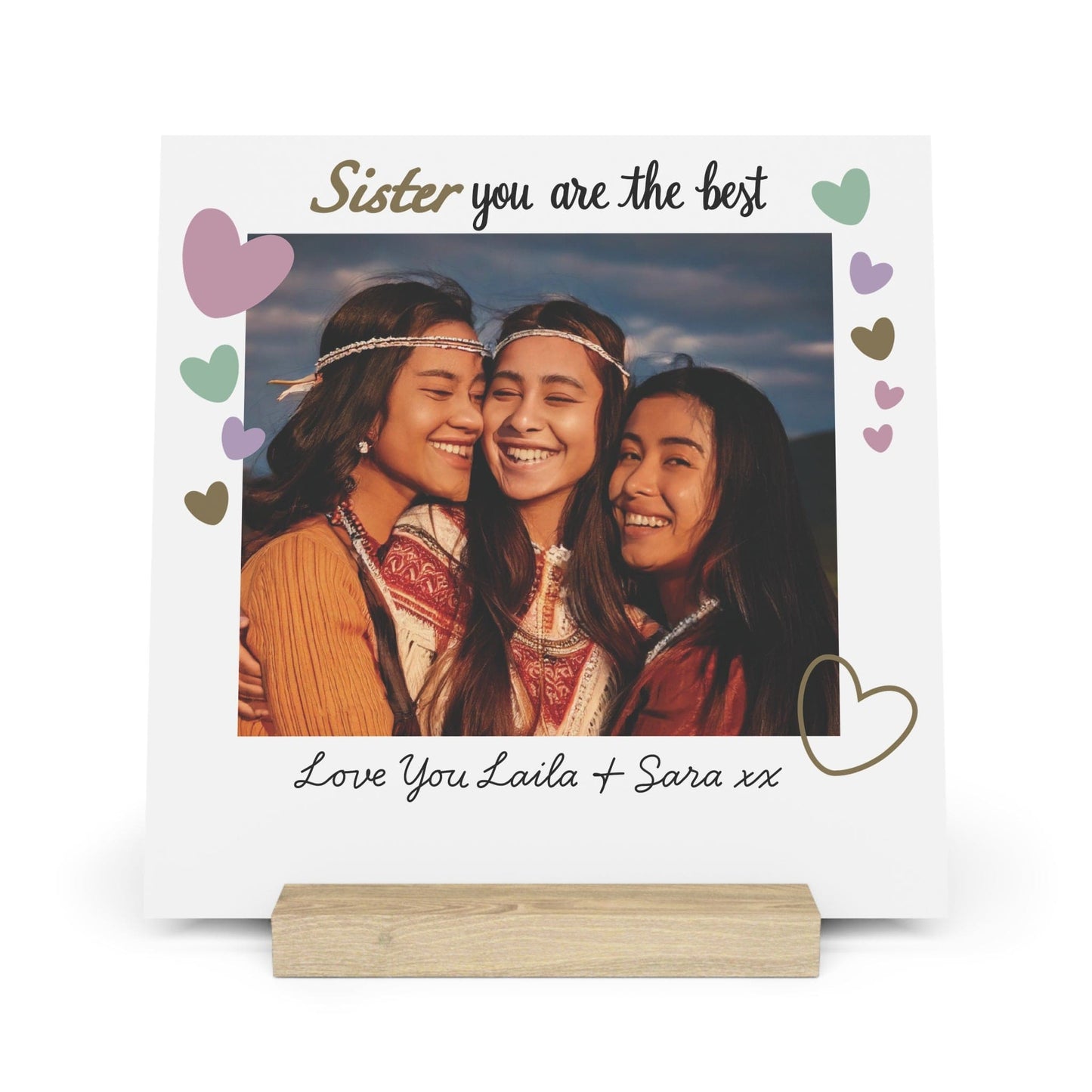 Printify Home Decor 10" x 10" (Square) / Oak Best Sister Photo Board With Stand