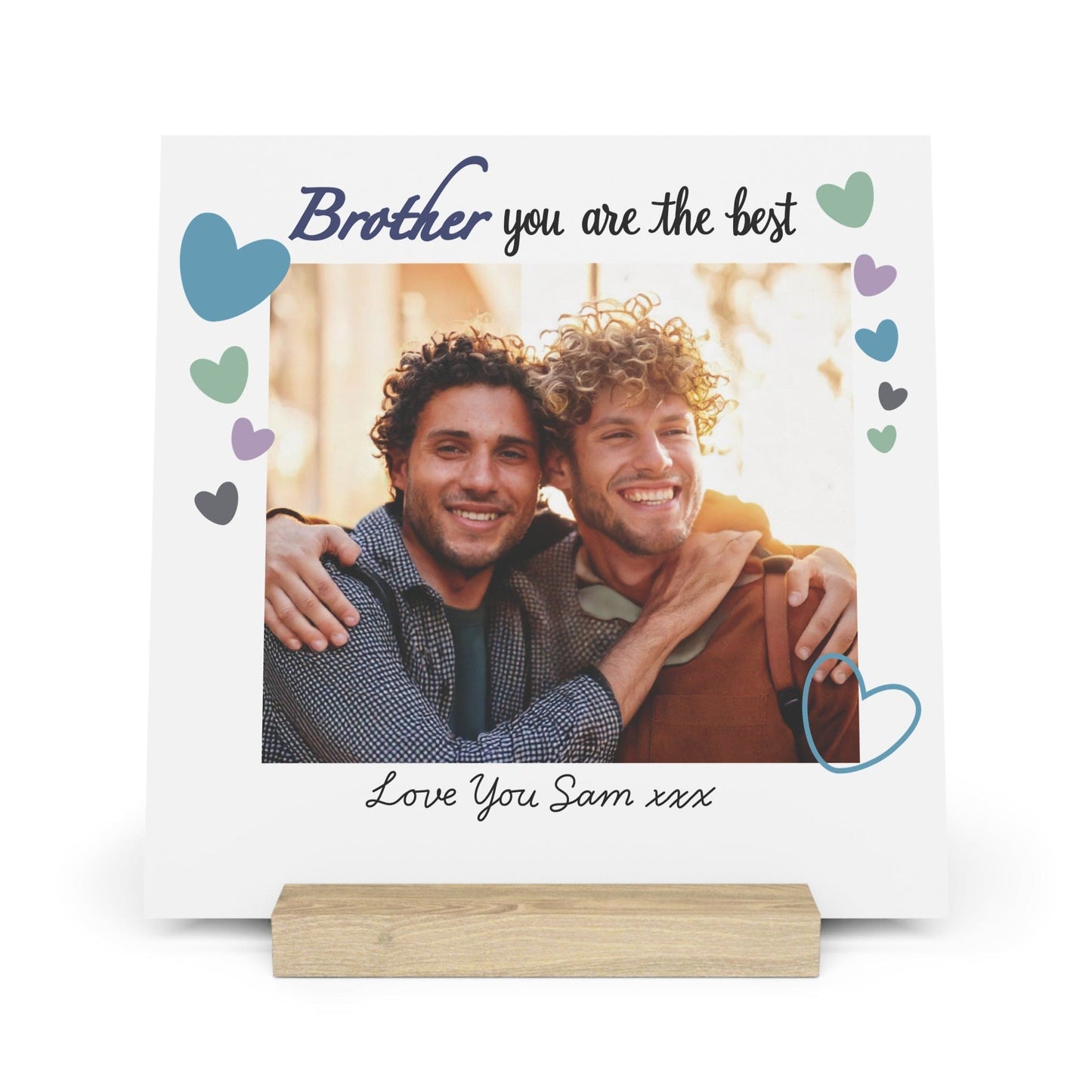 Printify Home Decor 10" x 10" (Square) / Oak Personalised Best Brother Photo Board With Stand