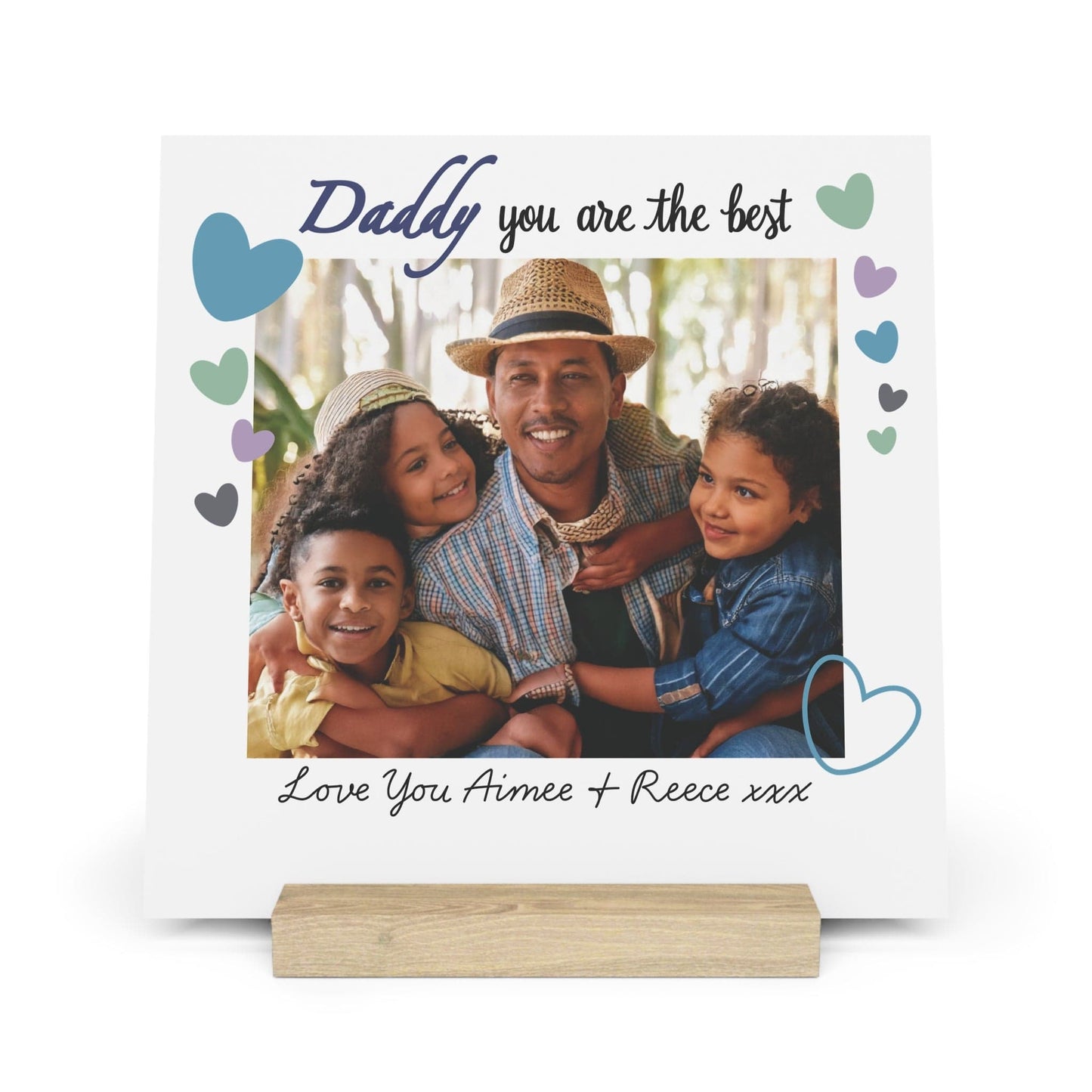 Printify Home Decor 10" x 10" (Square) / Oak Personalised Best Daddy Photo Board With Stand