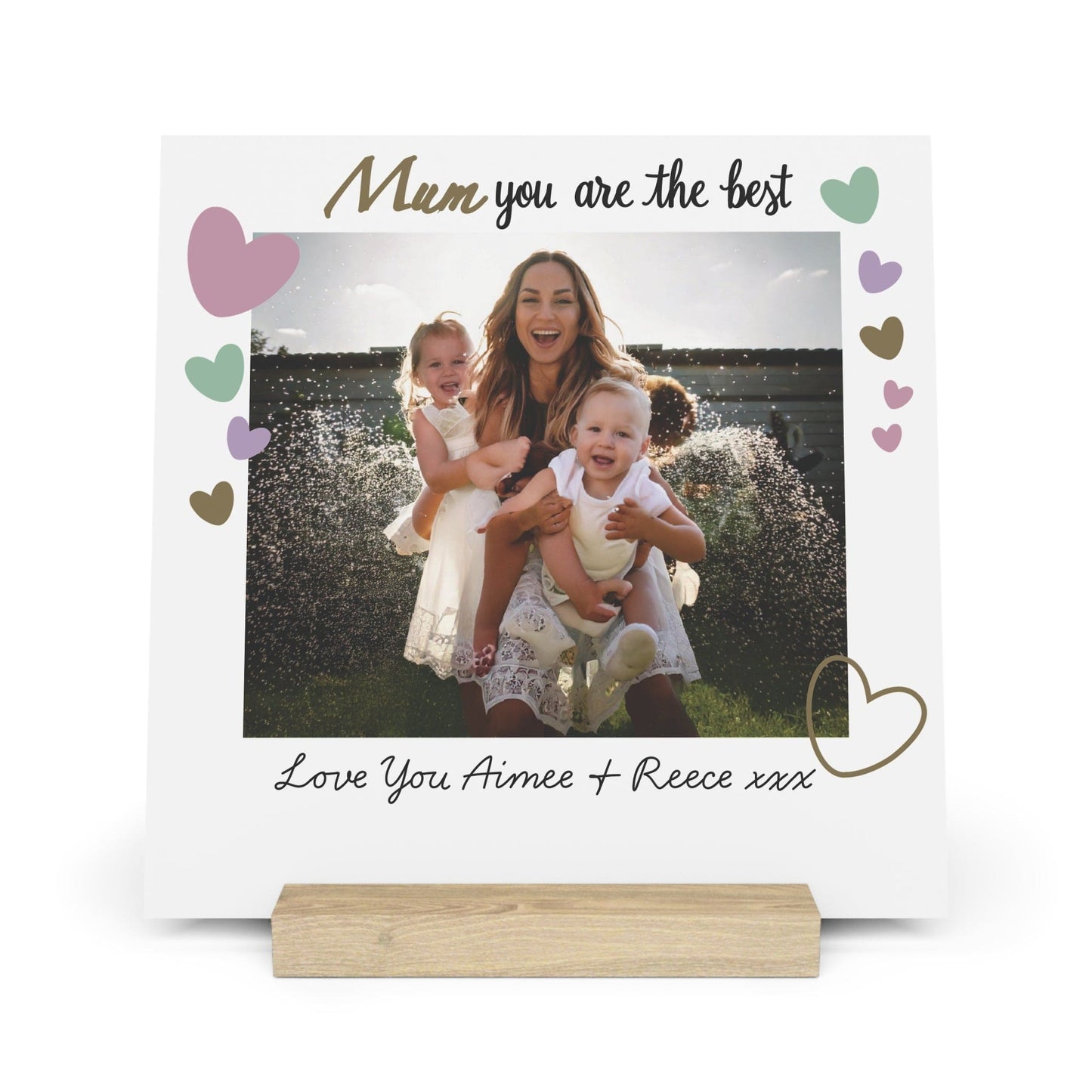 Printify Home Decor 10" x 10" (Square) / Oak Personalised Best Mum Photo Board With Stand