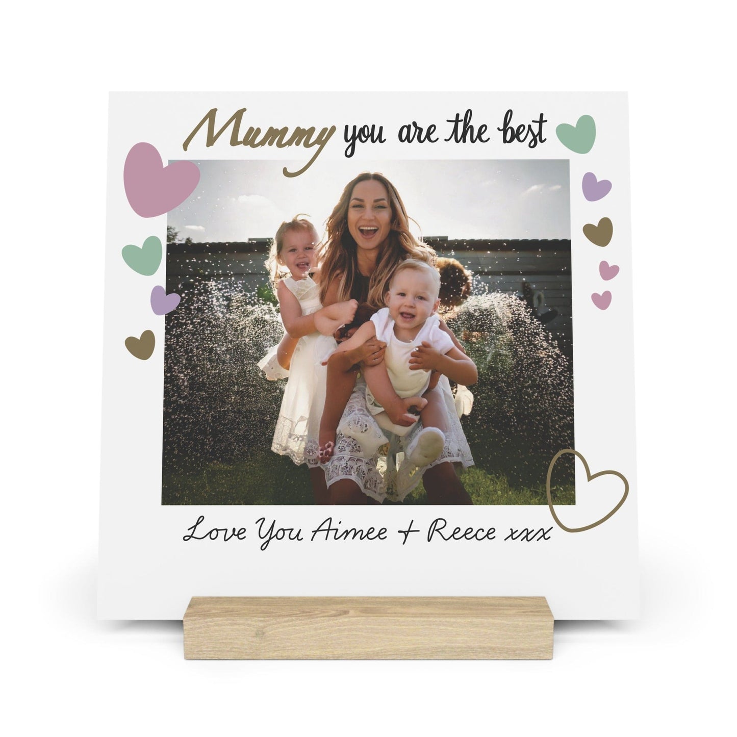 Printify Home Decor 10" x 10" (Square) / Oak Personalised Best Mummy Photo Board With Stand