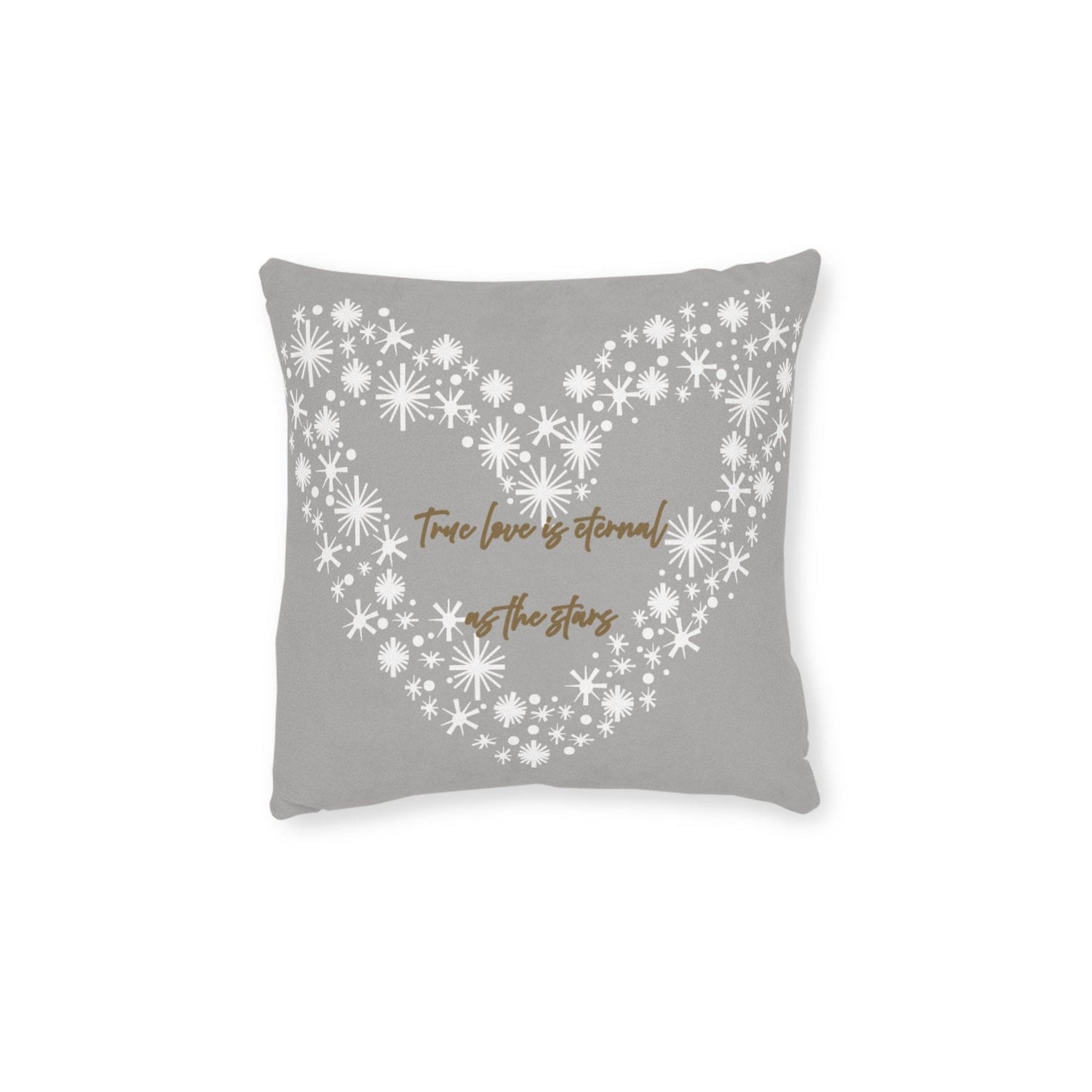 Printify Home Decor 12" × 12" Grey Cushion - True Love is Eternal as the Stars Heart Design