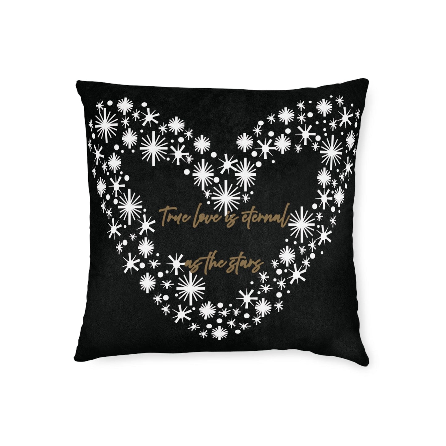 Printify Home Decor 18" × 18" Black Cushion - True Love is Eternal as the Stars Heart Design