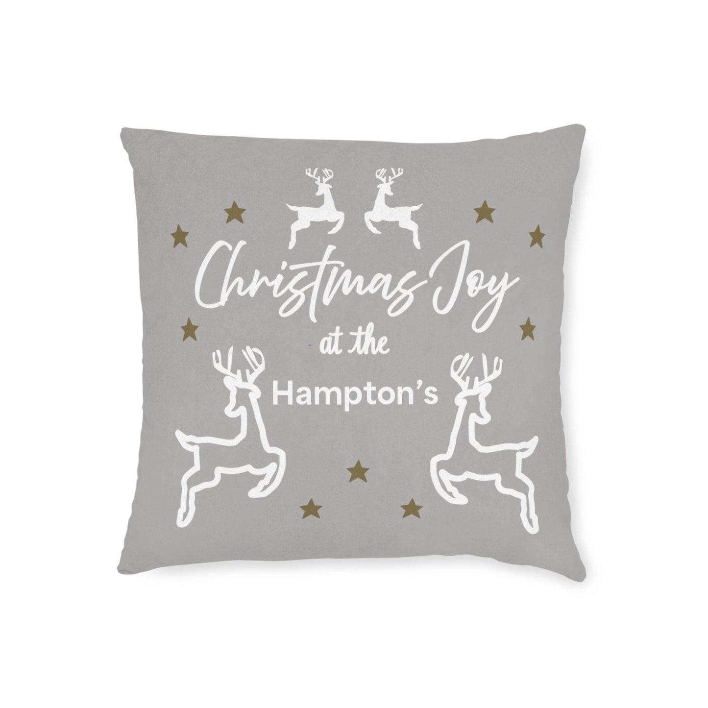 Printify Home Decor 18" × 18" Cushion - Personalised Family Name & Reindeer