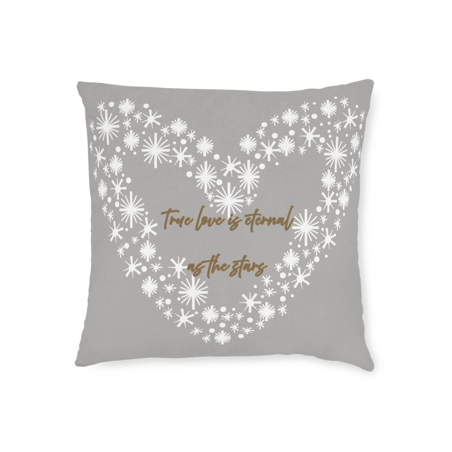 Printify Home Decor 18" × 18" Grey Cushion - True Love is Eternal as the Stars Heart Design