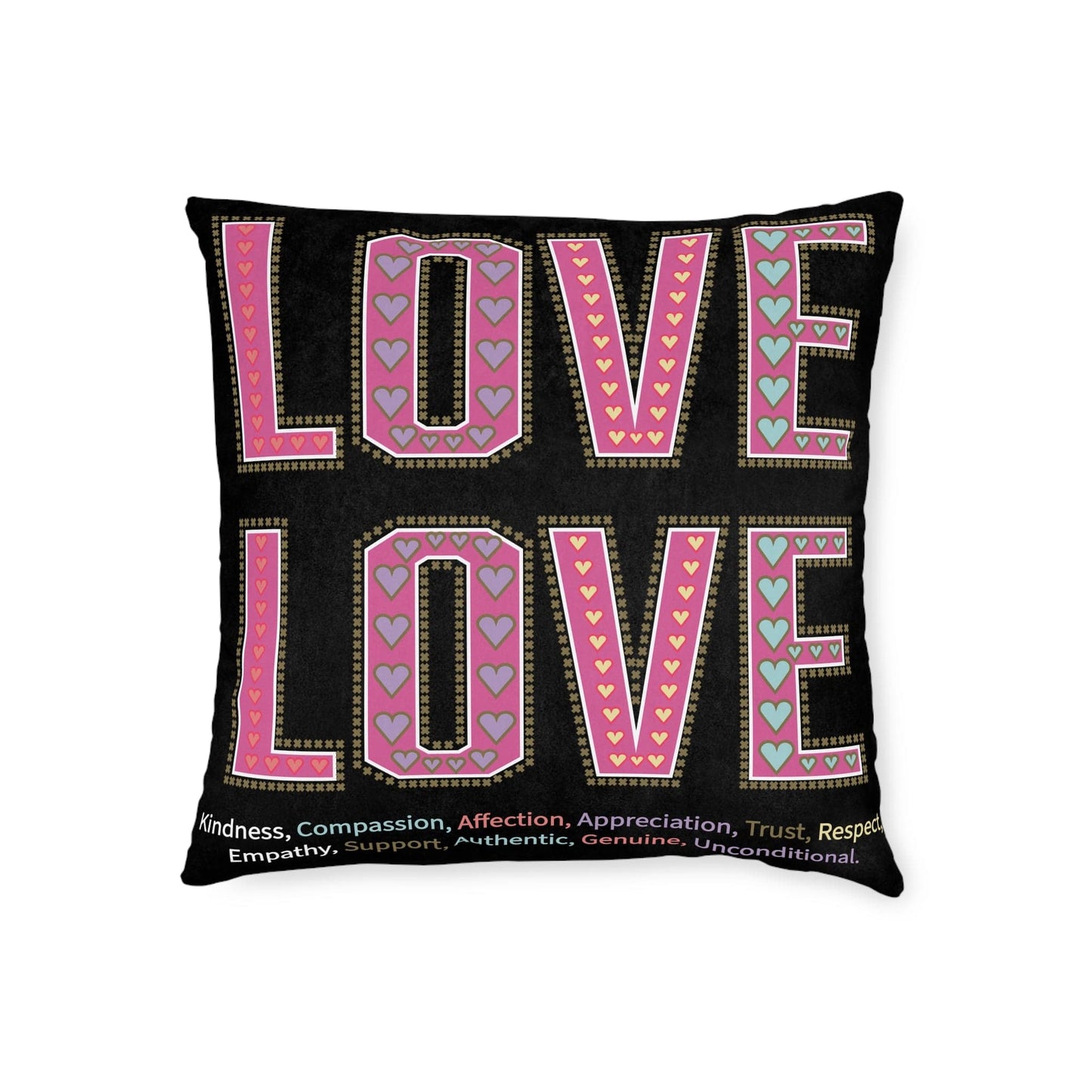 Printify Home Decor 18" × 18" Love Love Slogan Cushion Black