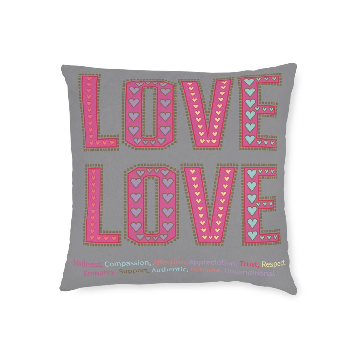 Printify Home Decor 18" × 18" Love Love Slogan Cushion Grey