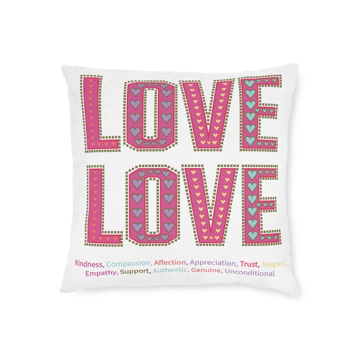 Printify Home Decor 18" × 18" Love Love Slogan Cushion White