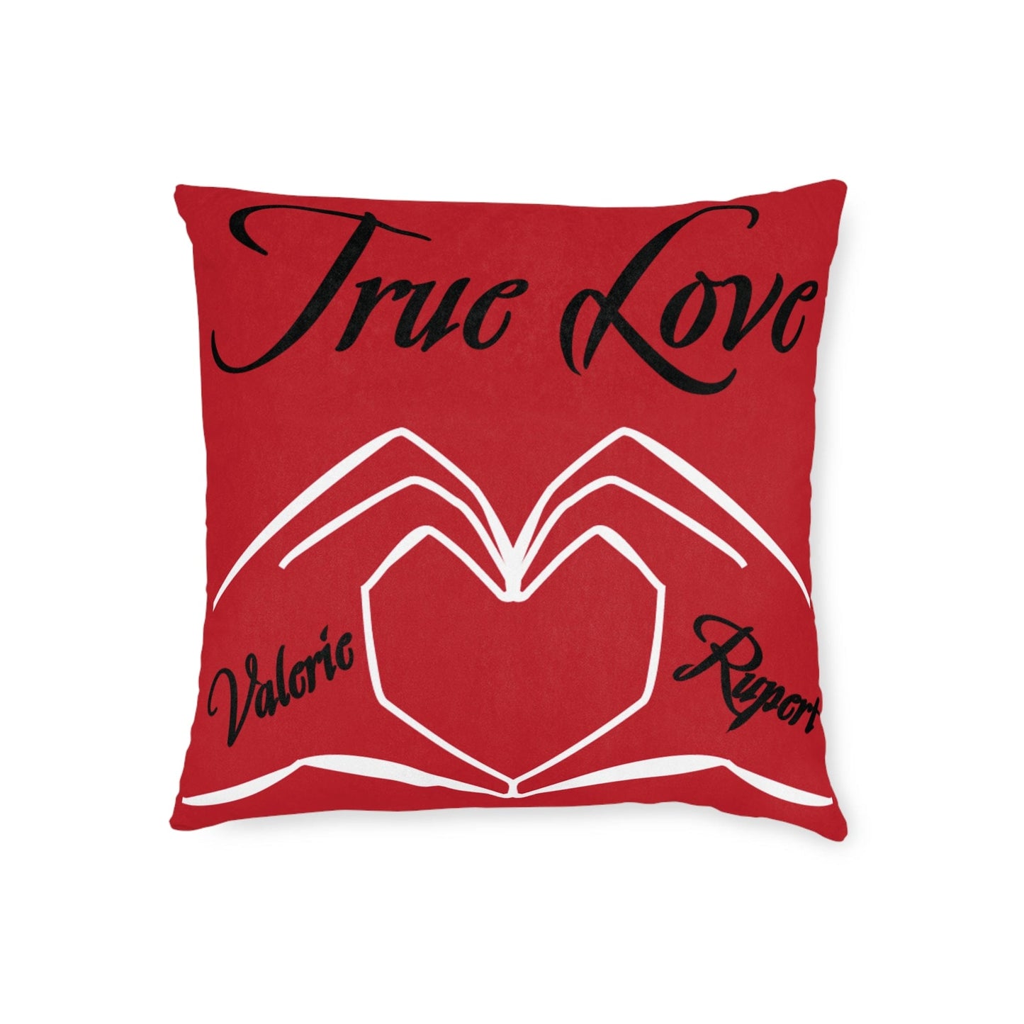 Printify Home Decor 18" × 18" Personalised Red Cushion - True Love Heart Hands