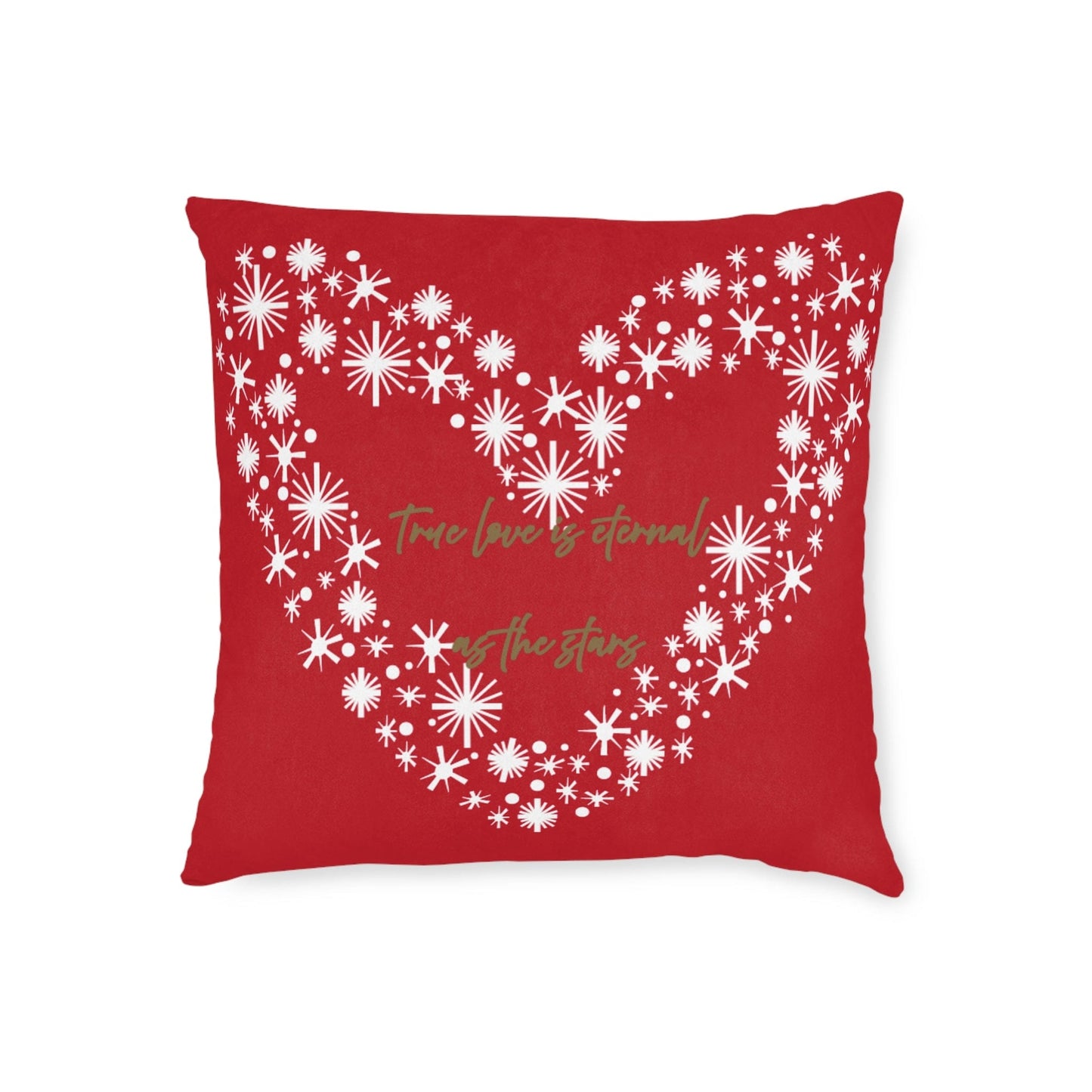 Printify Home Decor 18" × 18" Red Cushion - True Love is Eternal as the Stars Heart Design