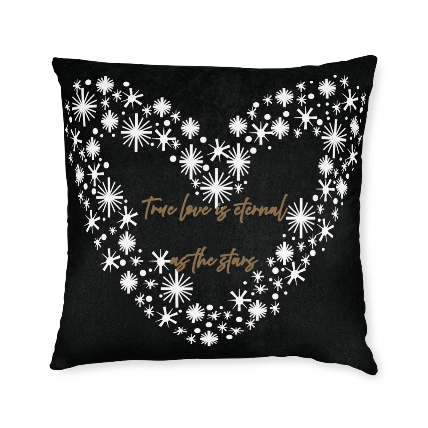 Printify Home Decor 22" × 22" Black Cushion - True Love is Eternal as the Stars Heart Design