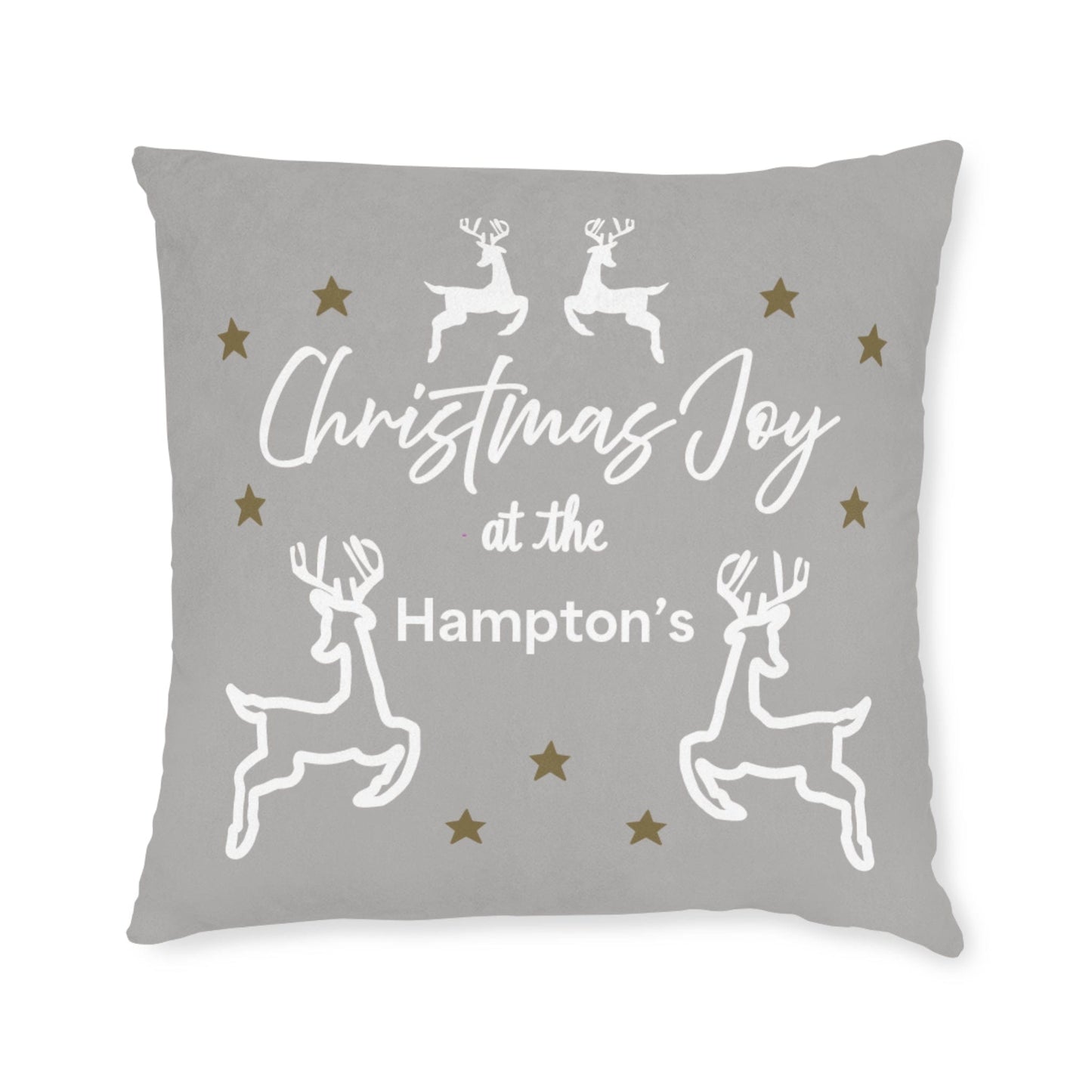 Printify Home Decor 22" × 22" Cushion - Personalised Family Name & Reindeer
