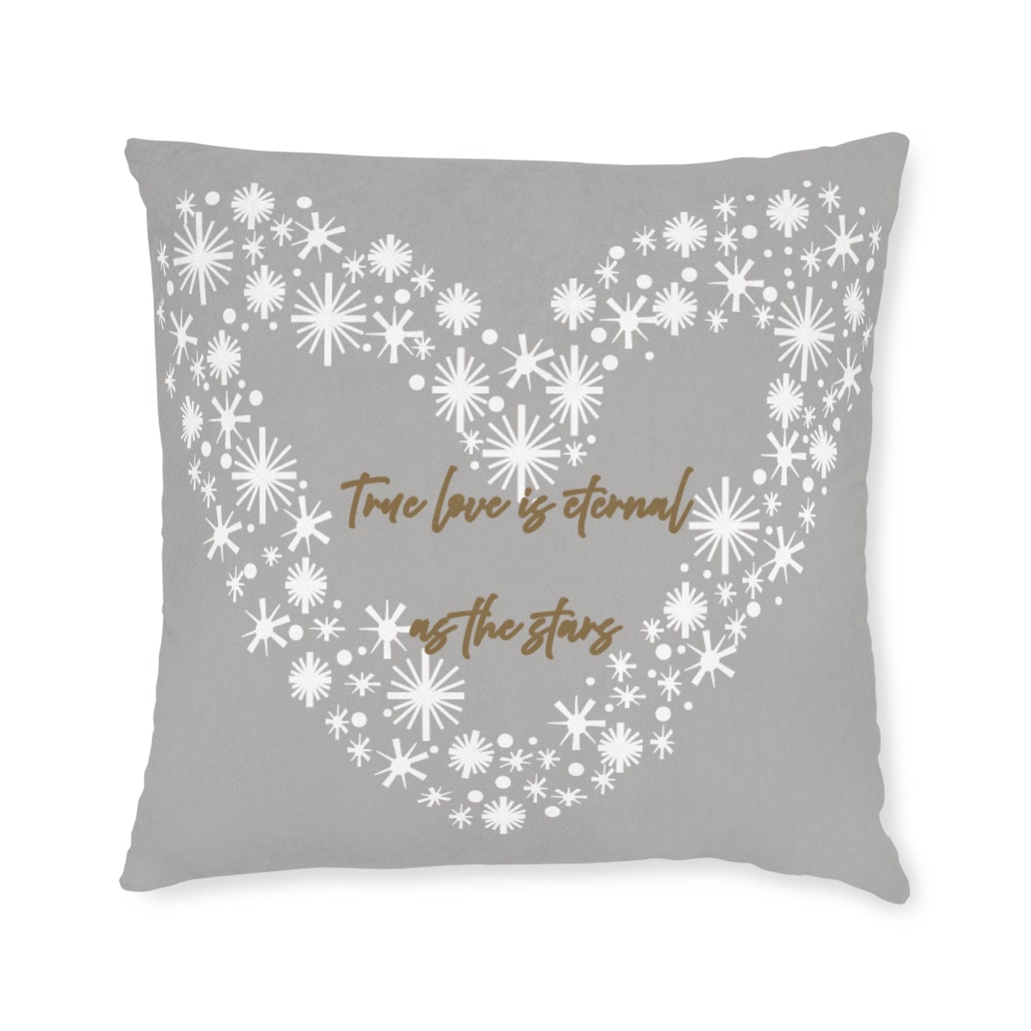 Printify Home Decor 22" × 22" Grey Cushion - True Love is Eternal as the Stars Heart Design