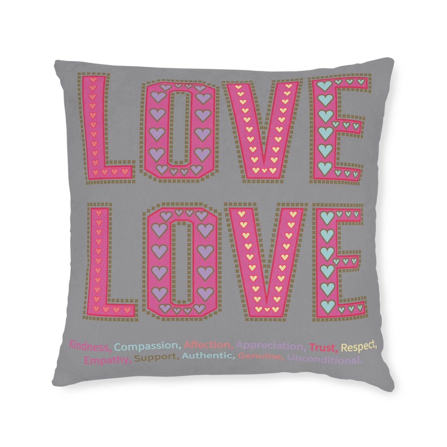 Printify Home Decor 22" × 22" Love Love Slogan Cushion Grey
