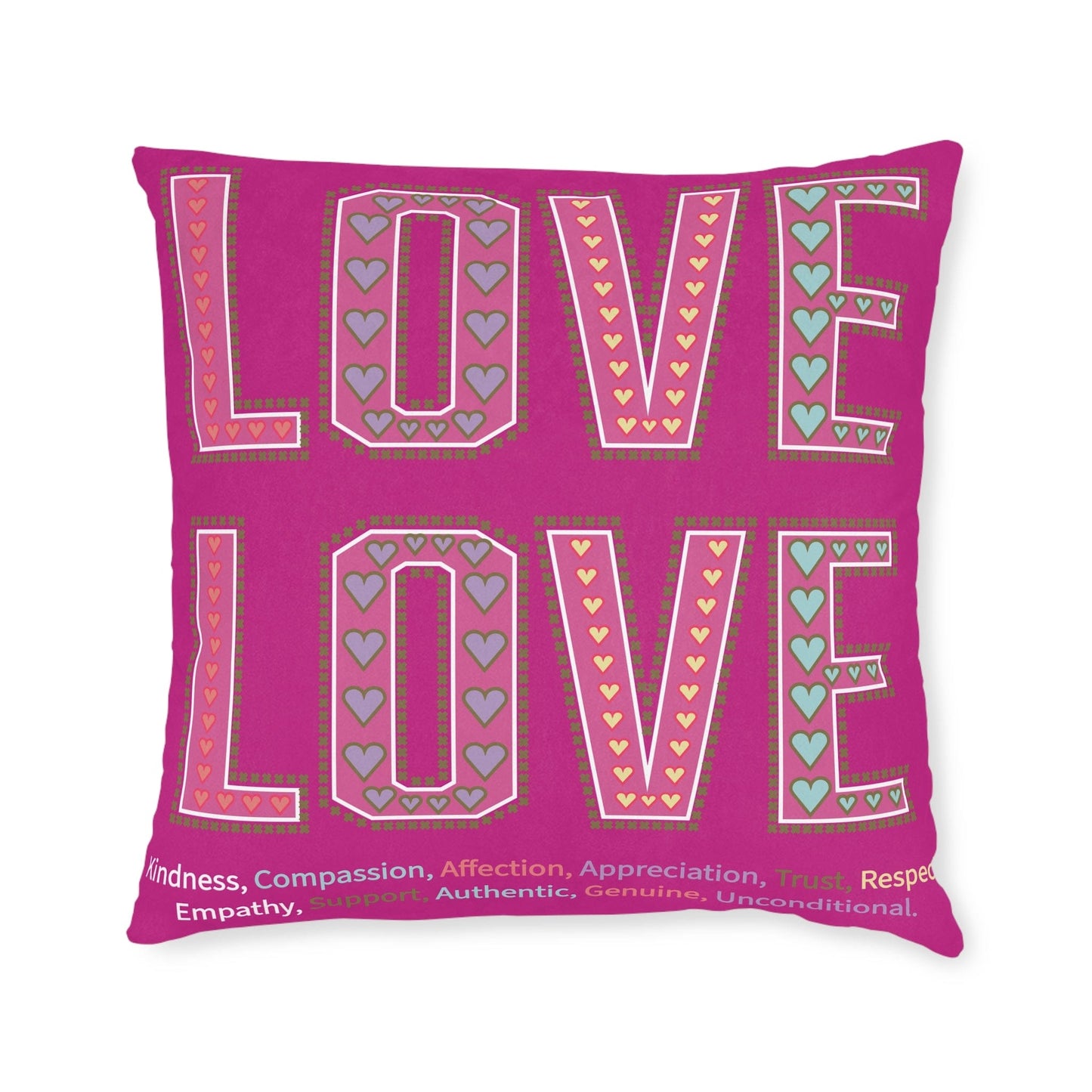 Printify Home Decor 22" × 22" Love Love Slogan Cushion Pink