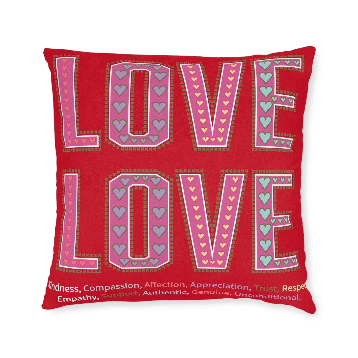 Printify Home Decor 22" × 22" Love Love Slogan Cushion Red