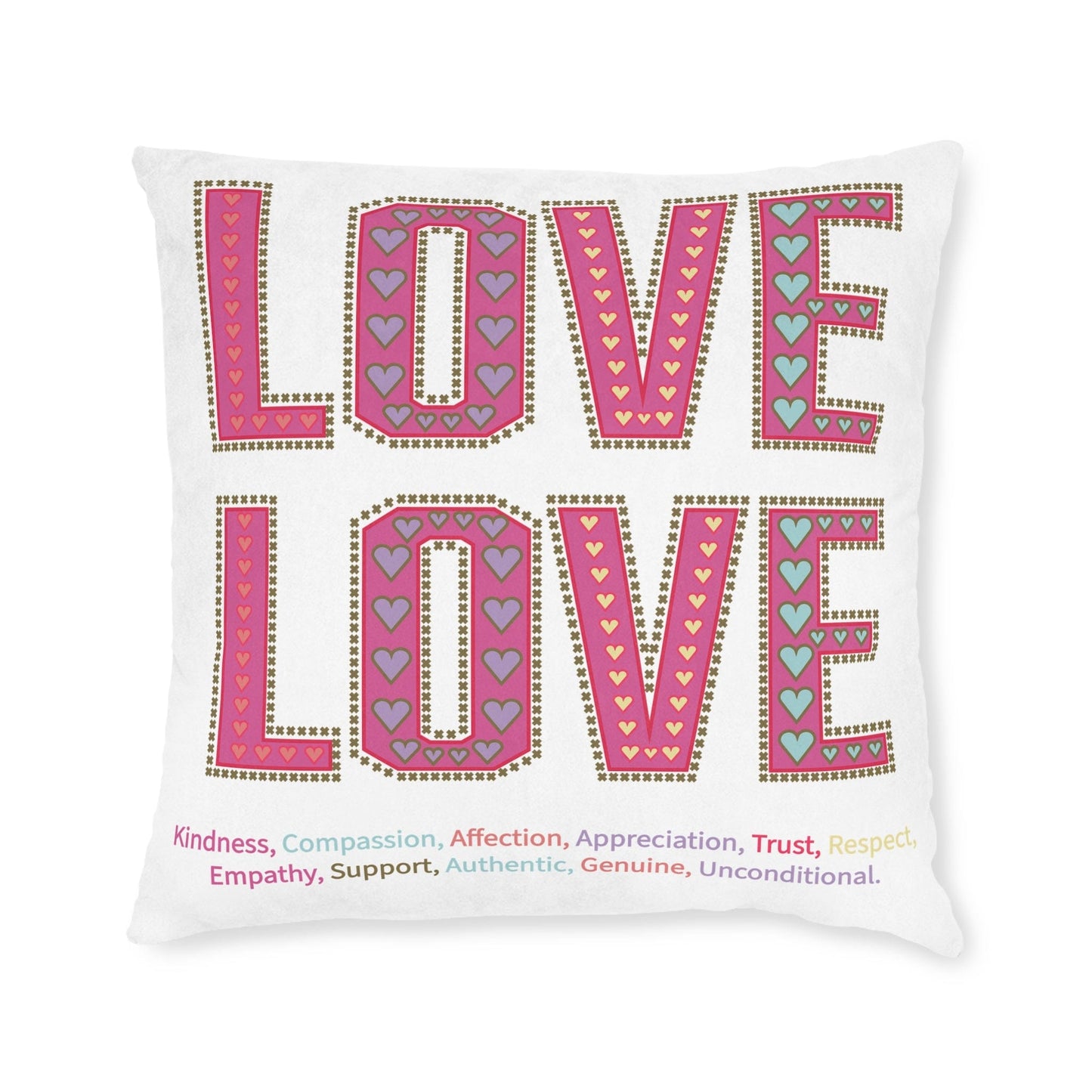Printify Home Decor 22" × 22" Love Love Slogan Cushion White