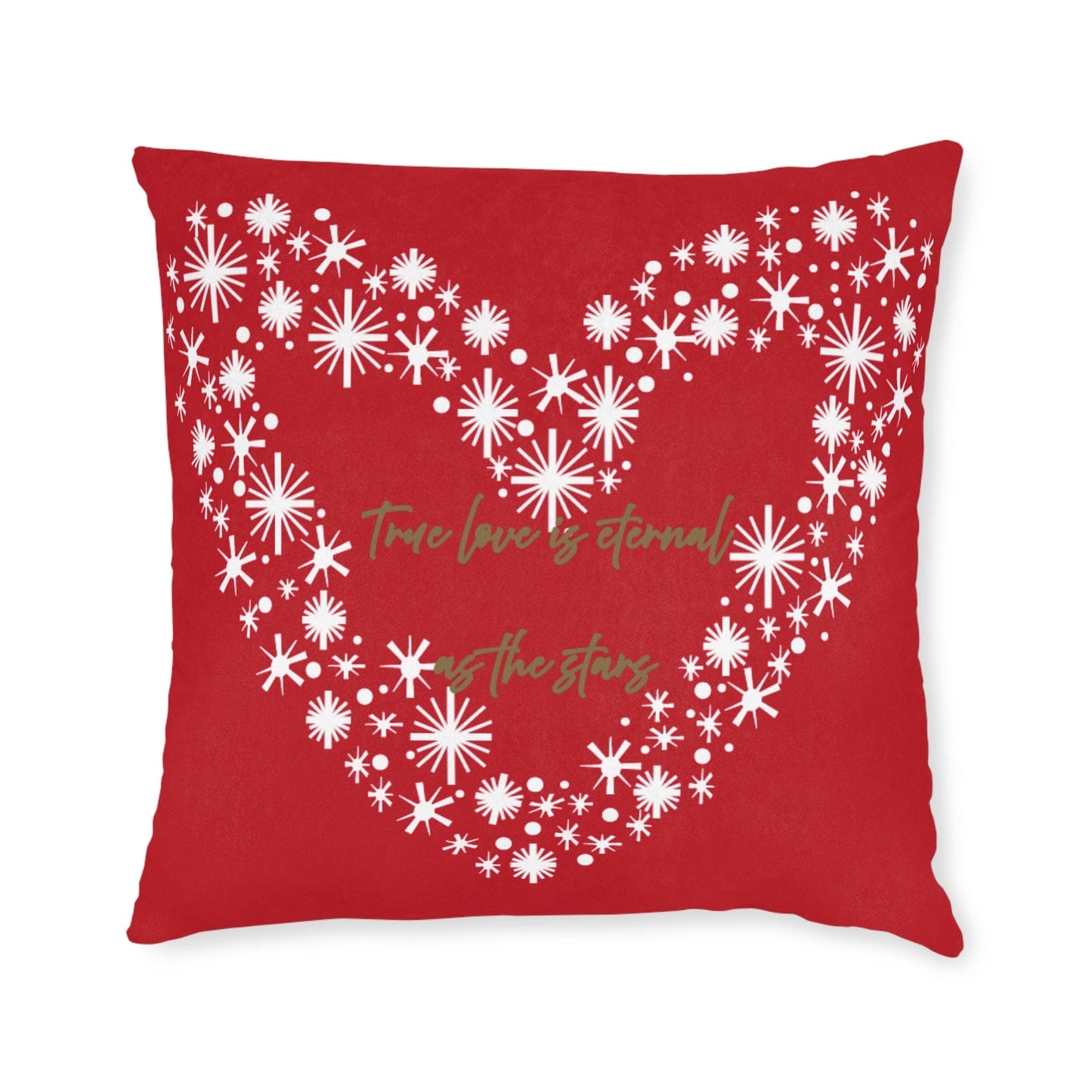 Printify Home Decor 22" × 22" Red Cushion - True Love is Eternal as the Stars Heart Design