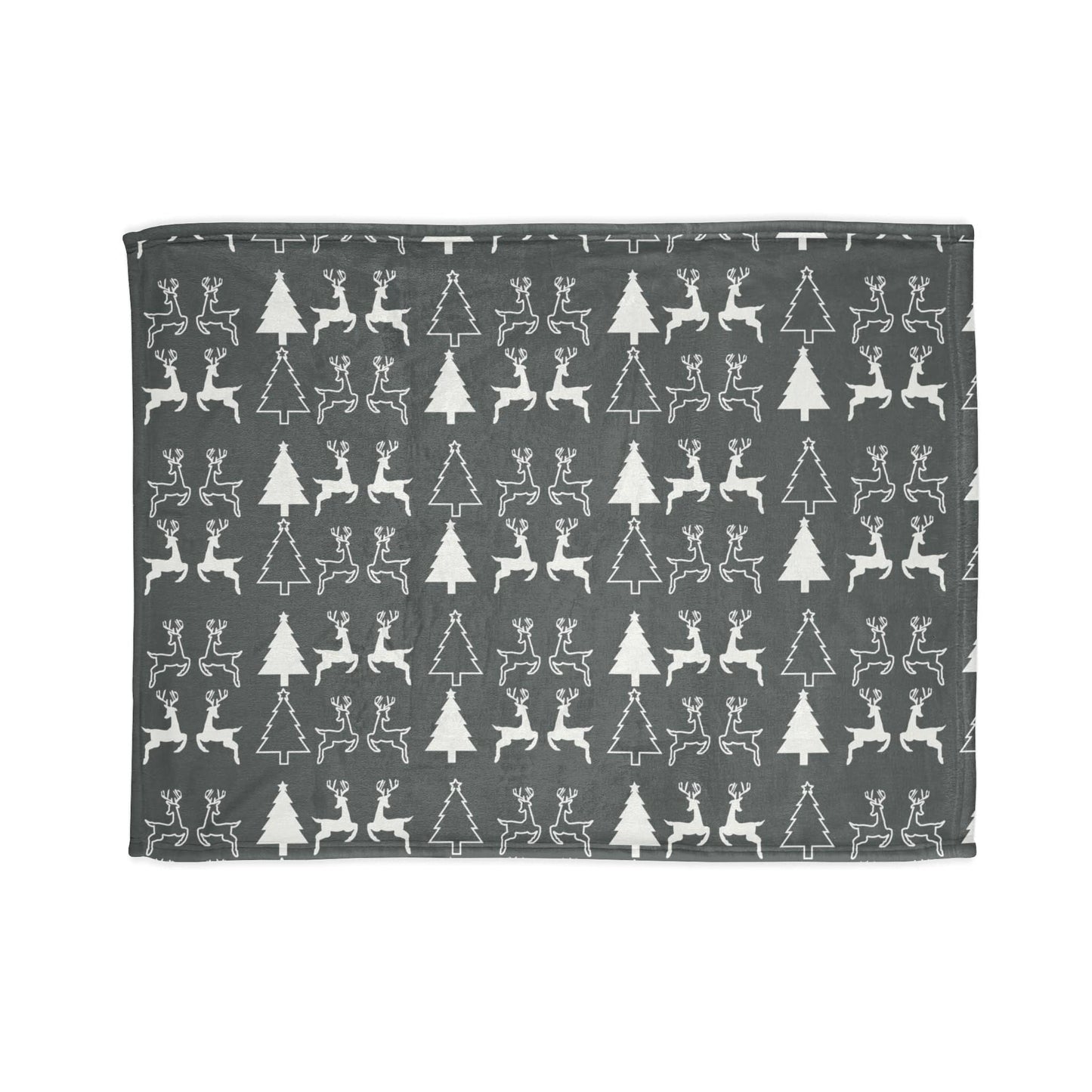 Printify Home Decor 30'' × 40'' Christmas Reindeer and Tree Blanket - Grey