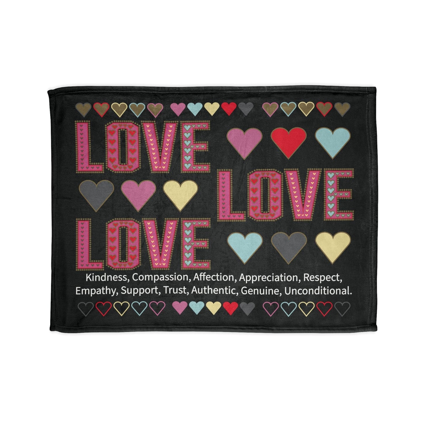 Printify Home Decor 30'' × 40'' Lots of Love With Hearts Blanket Black