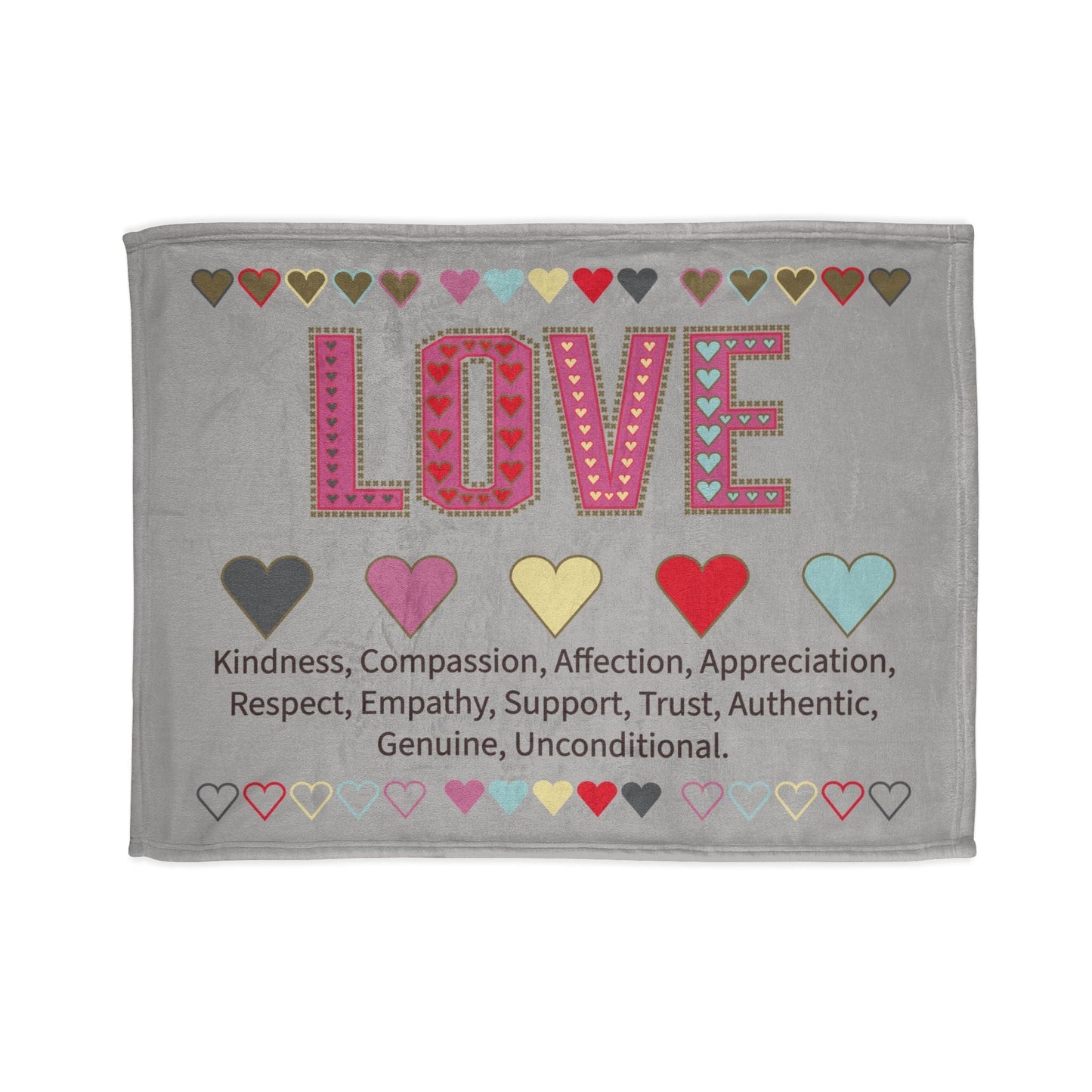 Printify Home Decor 30'' × 40'' Love With Hearts Blanket Grey