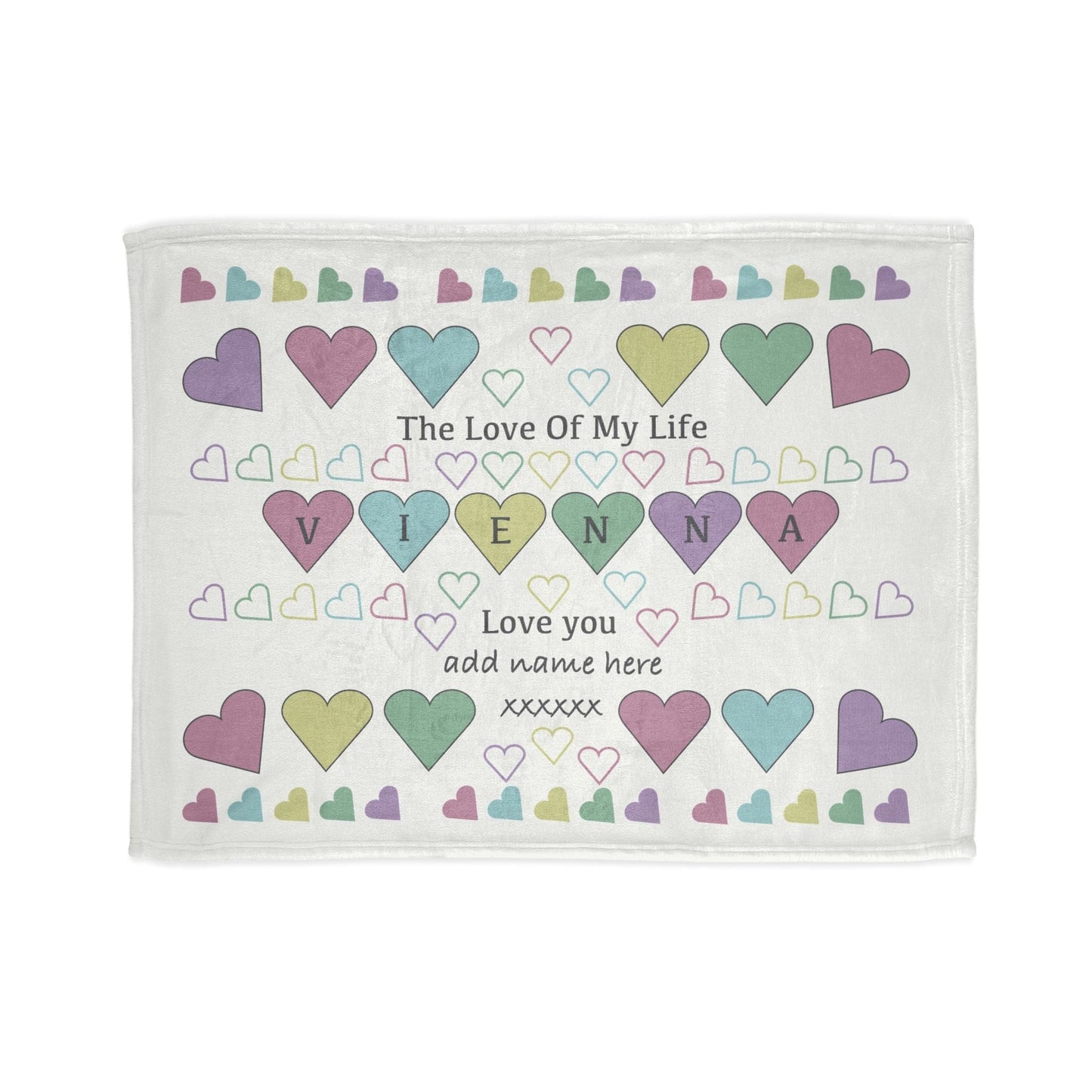 Printify Home Decor 30'' × 40'' Personalised Heart Icon Blanket – Custom Name Design