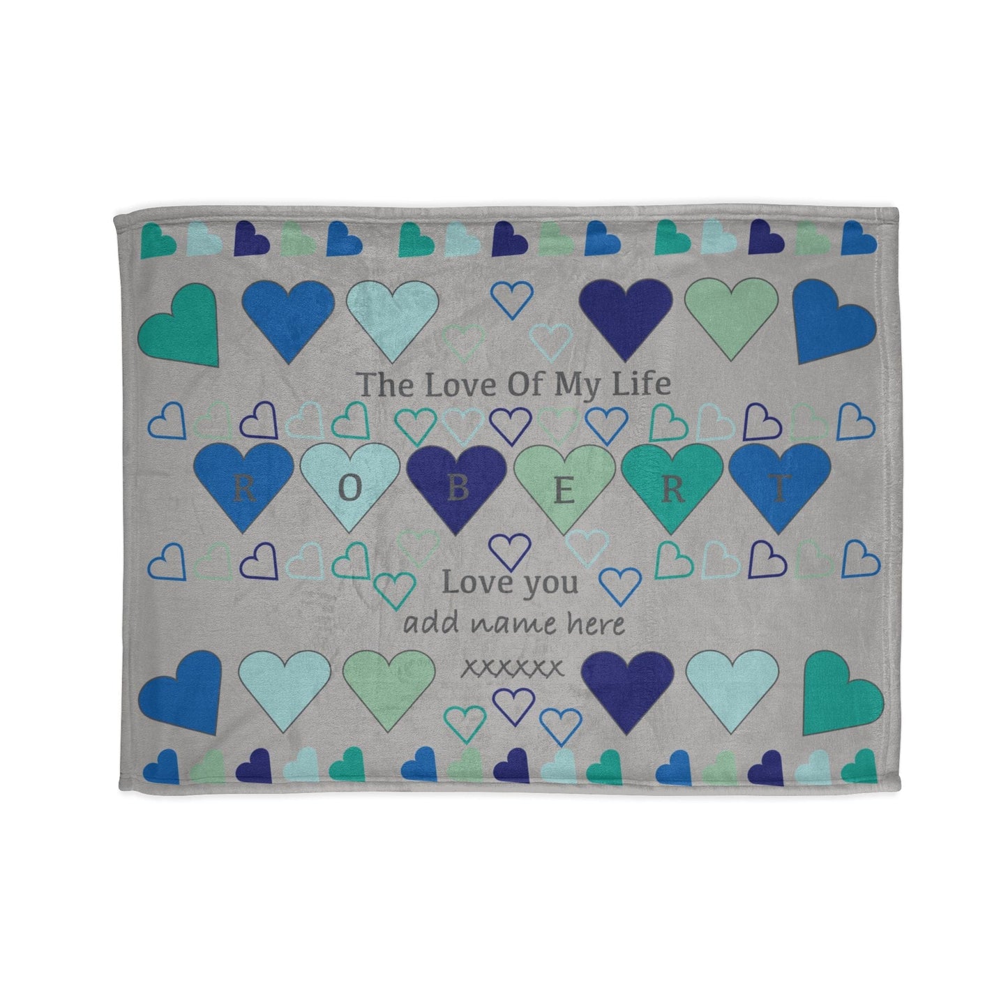 Printify Home Decor 30'' × 40'' Personalised Name Heart Icon Blanket Grey