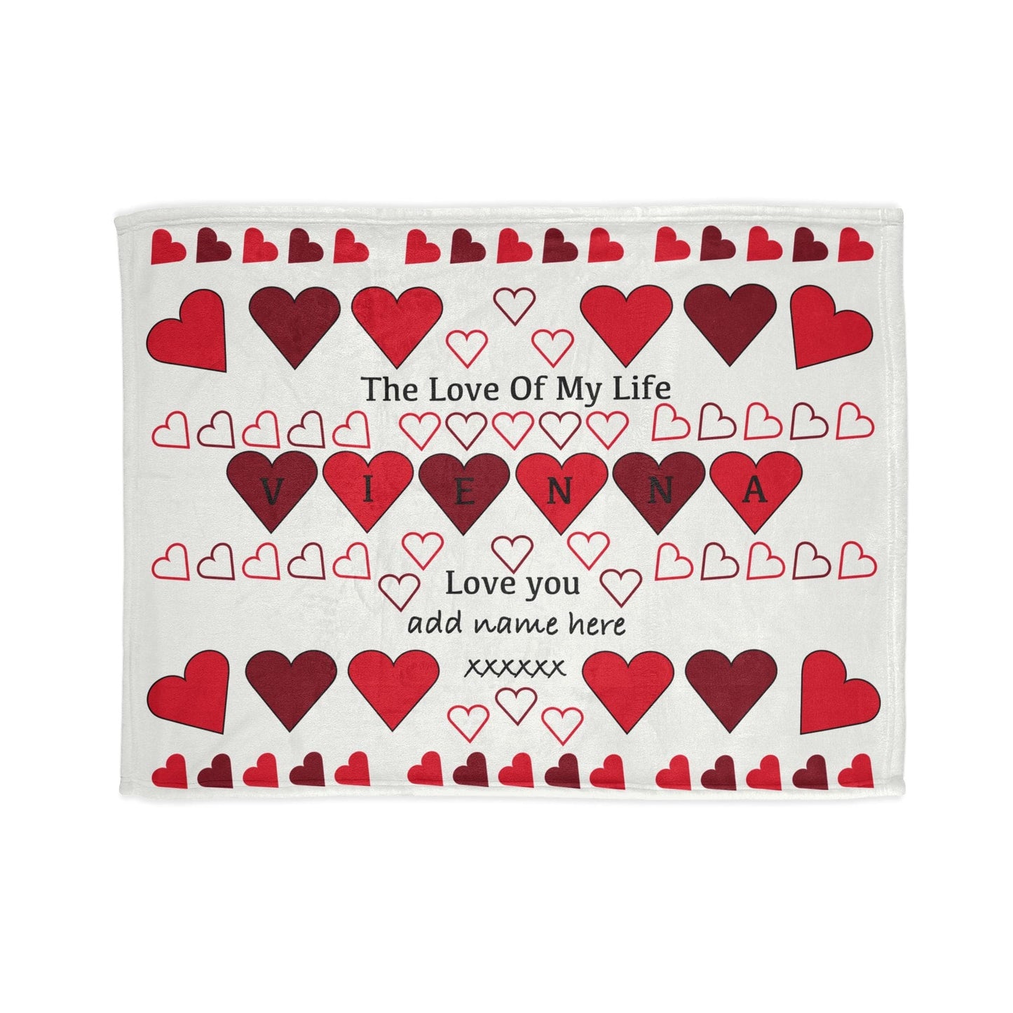 Printify Home Decor 30'' × 40'' Personalised Name Heart Icon Blanket Red