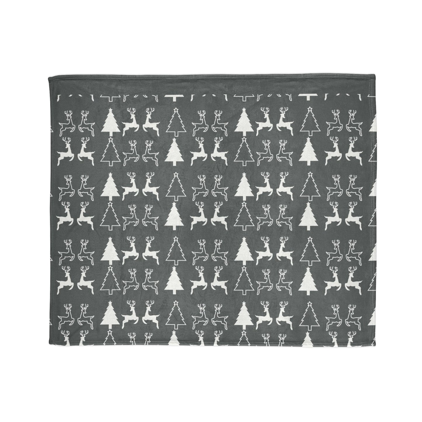 Printify Home Decor 50" × 60" Christmas Reindeer and Tree Blanket - Grey