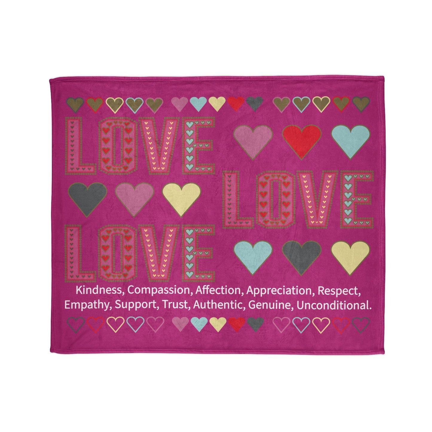 Printify Home Decor 50" × 60" Lots of Love With Hearts Blanket Pink