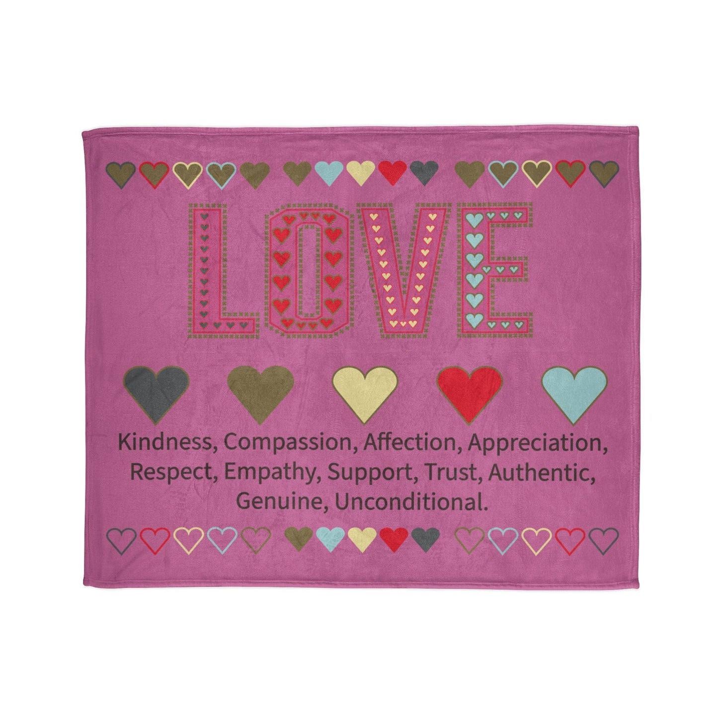 Printify Home Decor 50" × 60" Love With Heart Blanket Pink