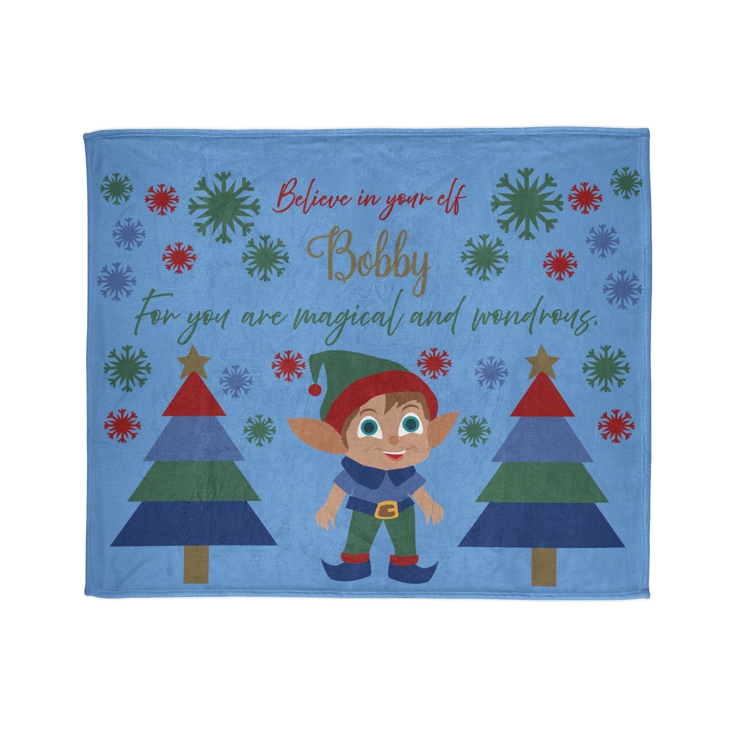 Printify Home Decor 50" × 60" Personalised Christmas Elf Blanket - Blue