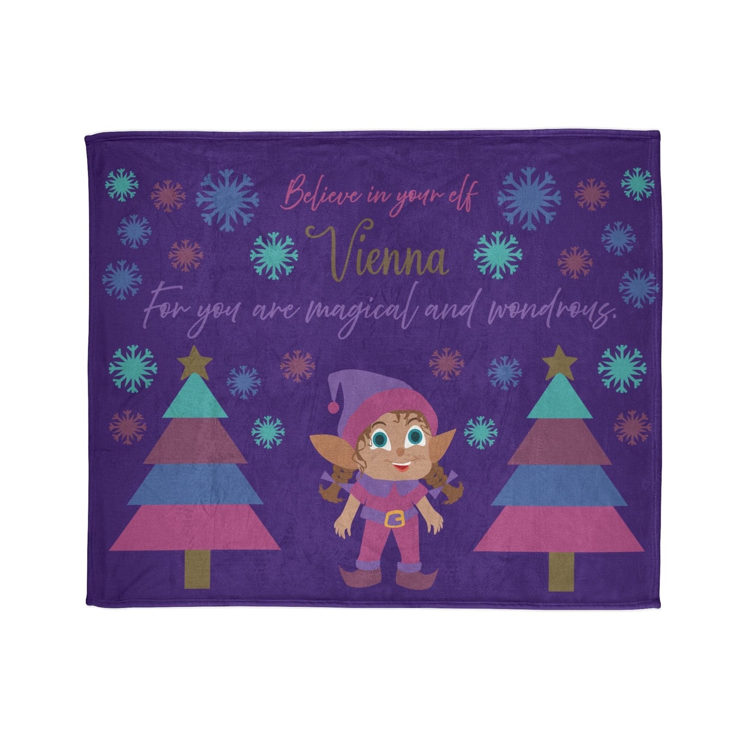 Printify Home Decor 50" × 60" Personalised Christmas Elf Blanket - Purple