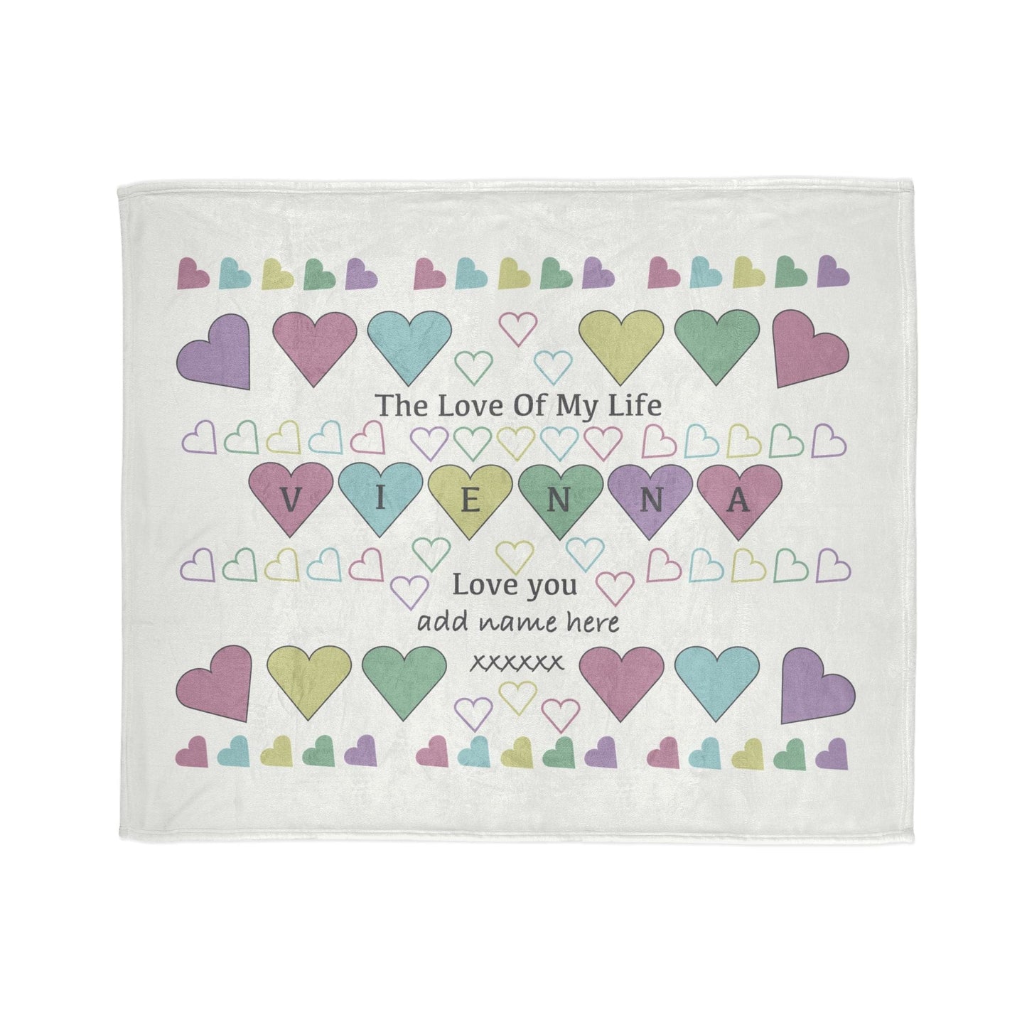 Printify Home Decor 50" × 60" Personalised Heart Icon Blanket – Custom Name Design