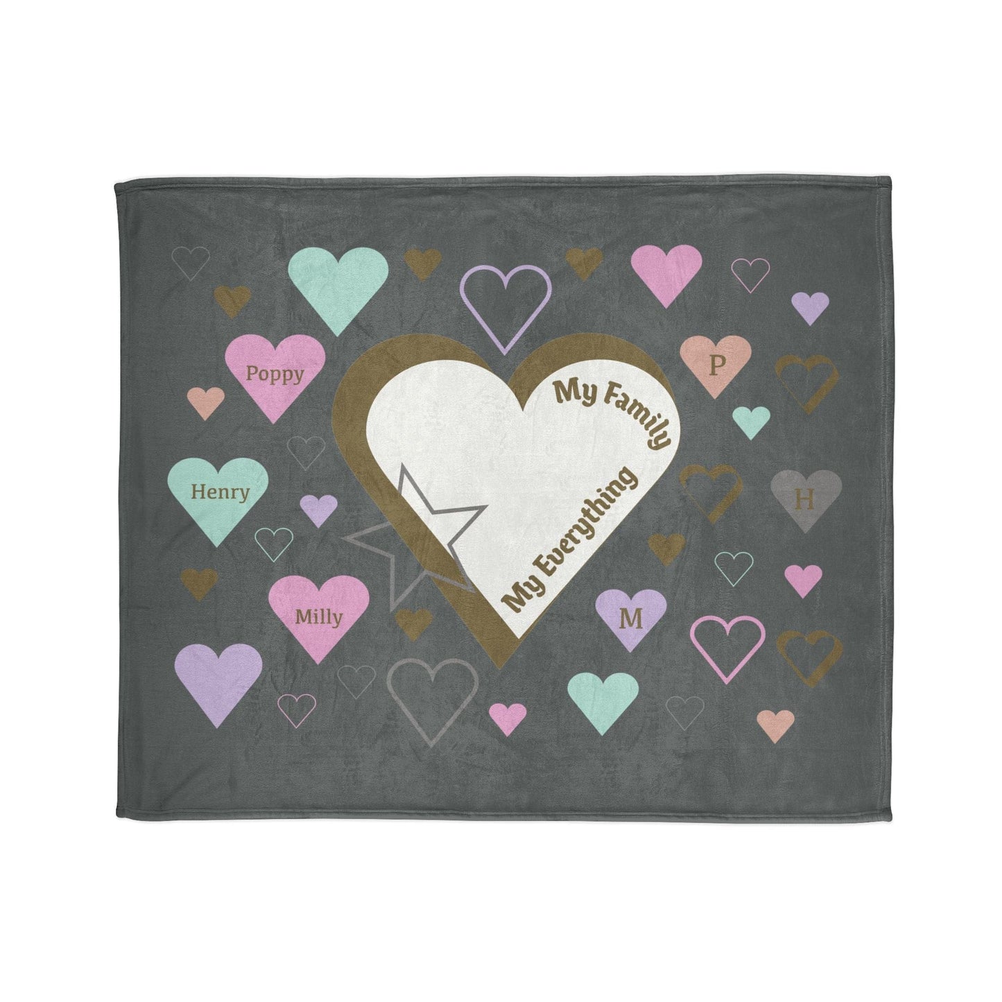 Printify Home Decor 50" × 60" Personalised My Family Hearts Blanket