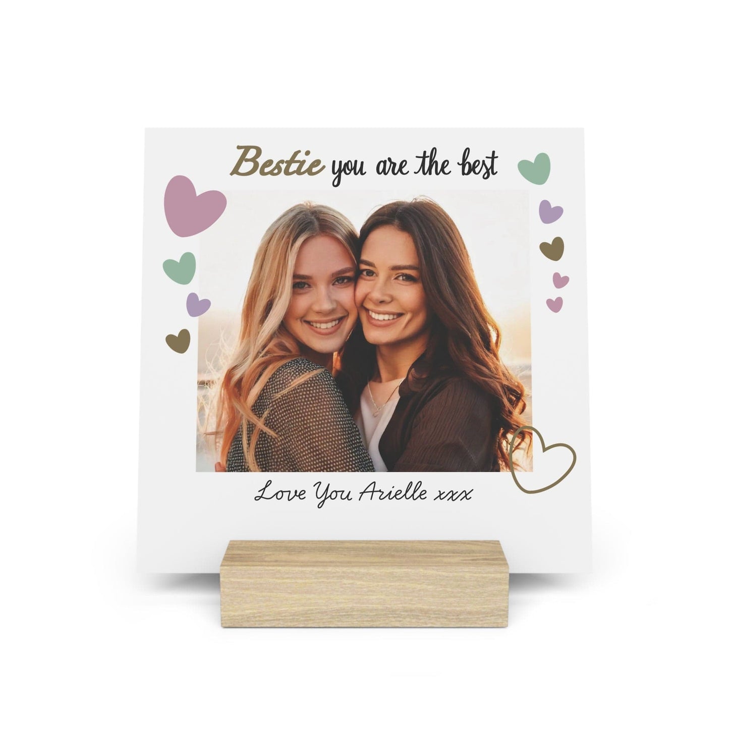 Printify Home Decor 6" x 6" (Square) / Oak Best Bestie Photo Board With Stand
