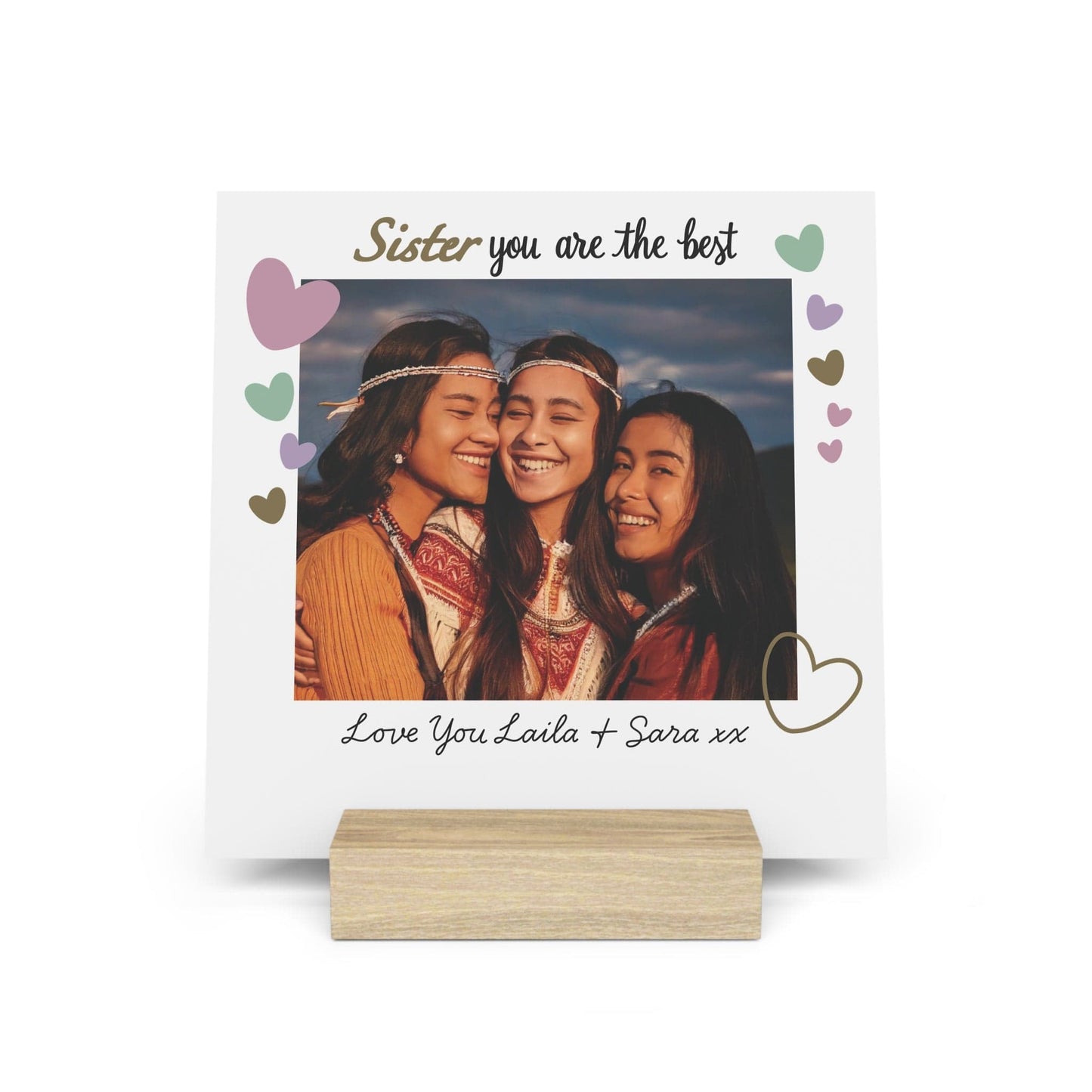 Printify Home Decor 6" x 6" (Square) / Oak Best Sister Photo Board With Stand