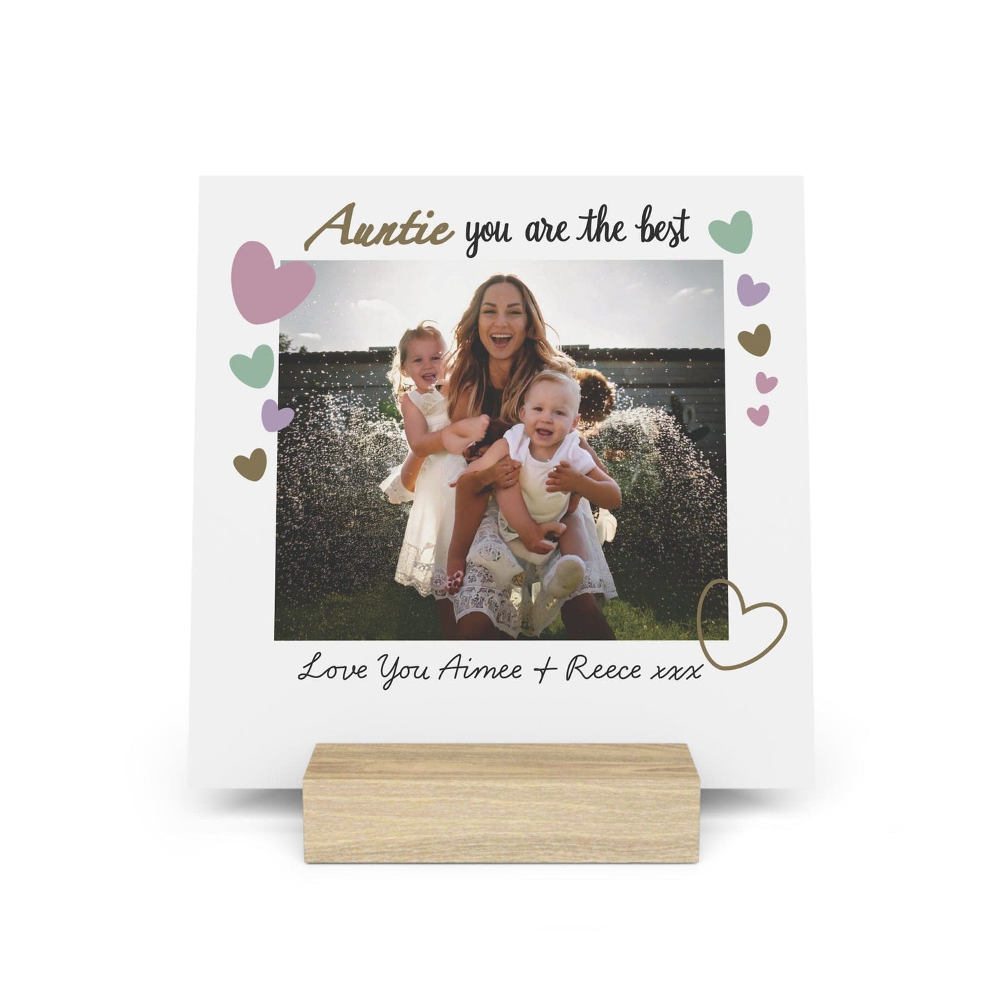 Printify Home Decor 6" x 6" (Square) / Oak Personalised Best Auntie Photo Board With Stand
