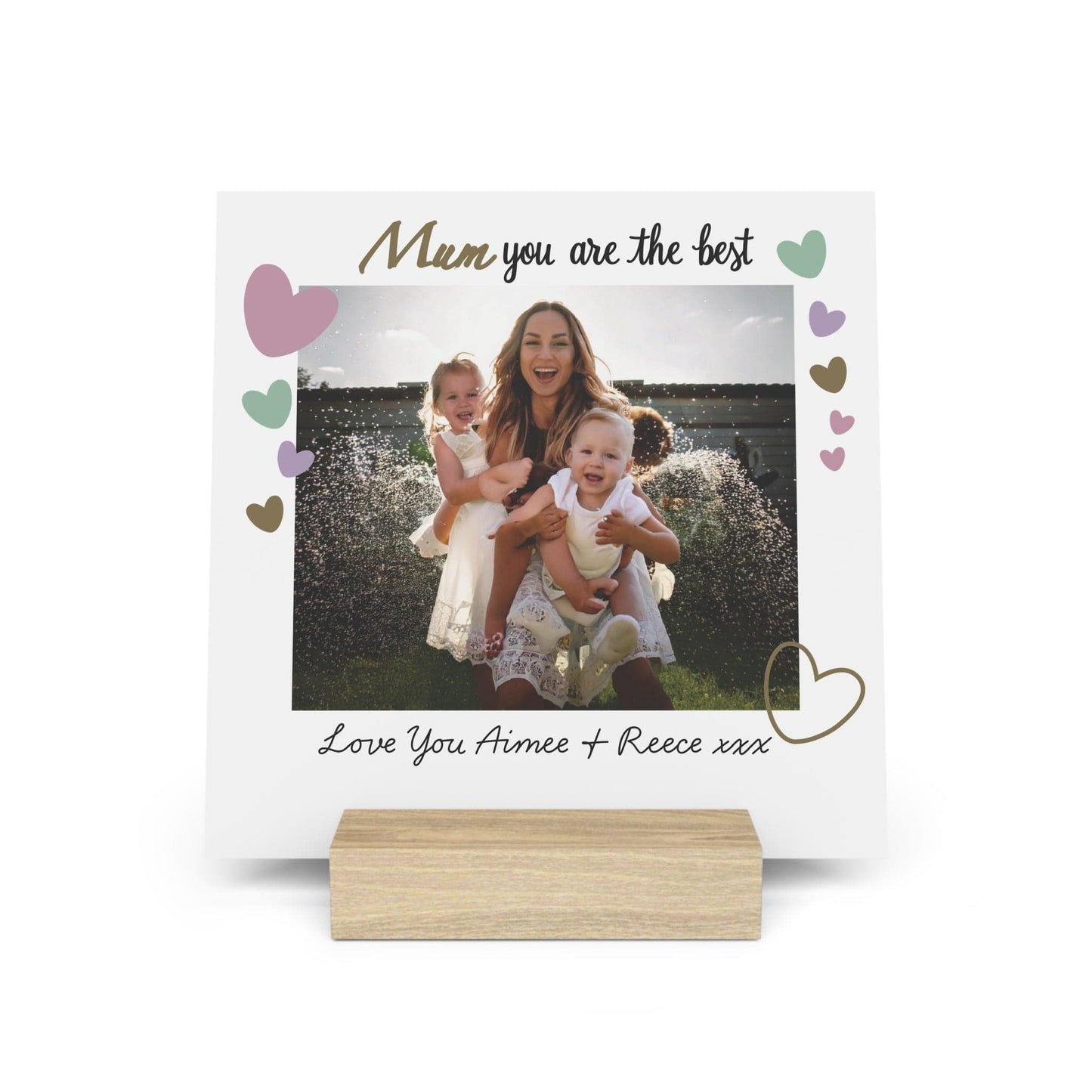 Printify Home Decor 6" x 6" (Square) / Oak Personalised Best Mum Photo Board With Stand