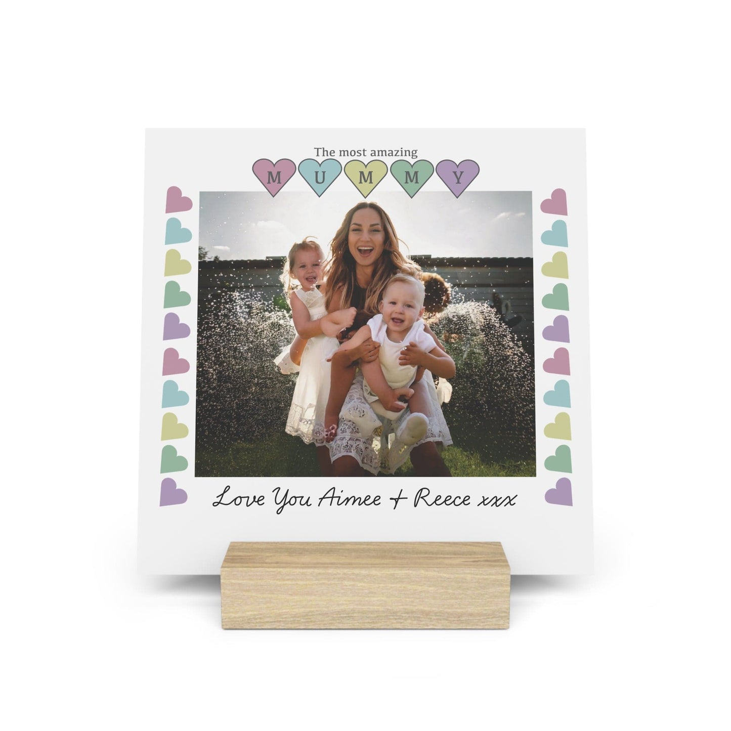 Printify Home Decor 6" x 6" (Square) / Oak Personalised Mummy Photo Board With Stand Heart
