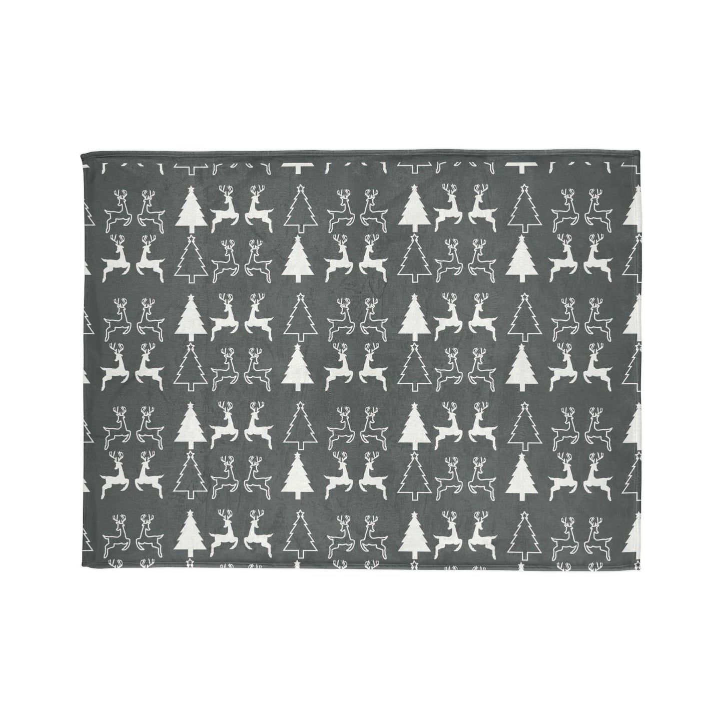 Printify Home Decor 60" × 80" Christmas Reindeer and Tree Blanket - Grey