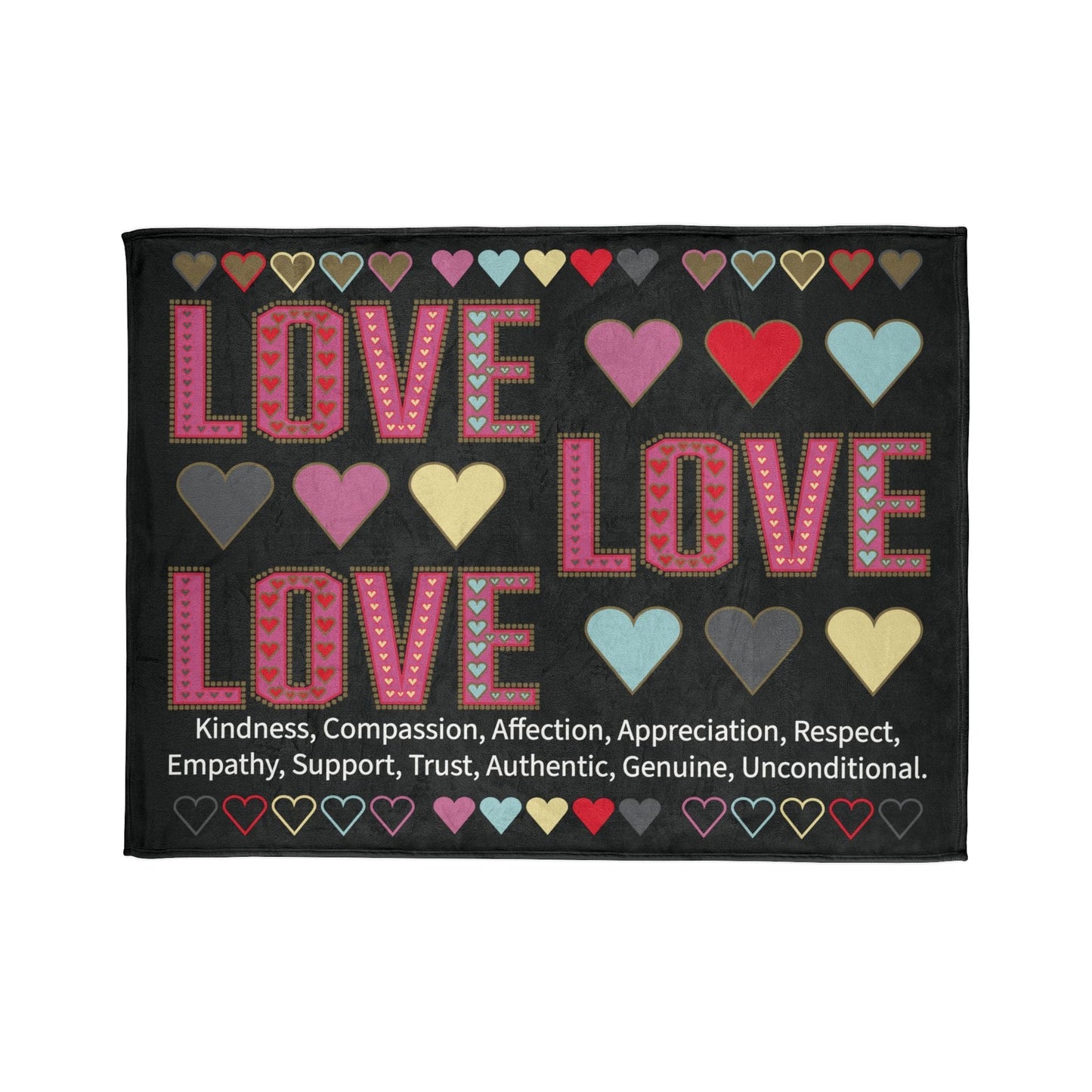 Printify Home Decor 60" × 80" Lots of Love With Hearts Blanket Black