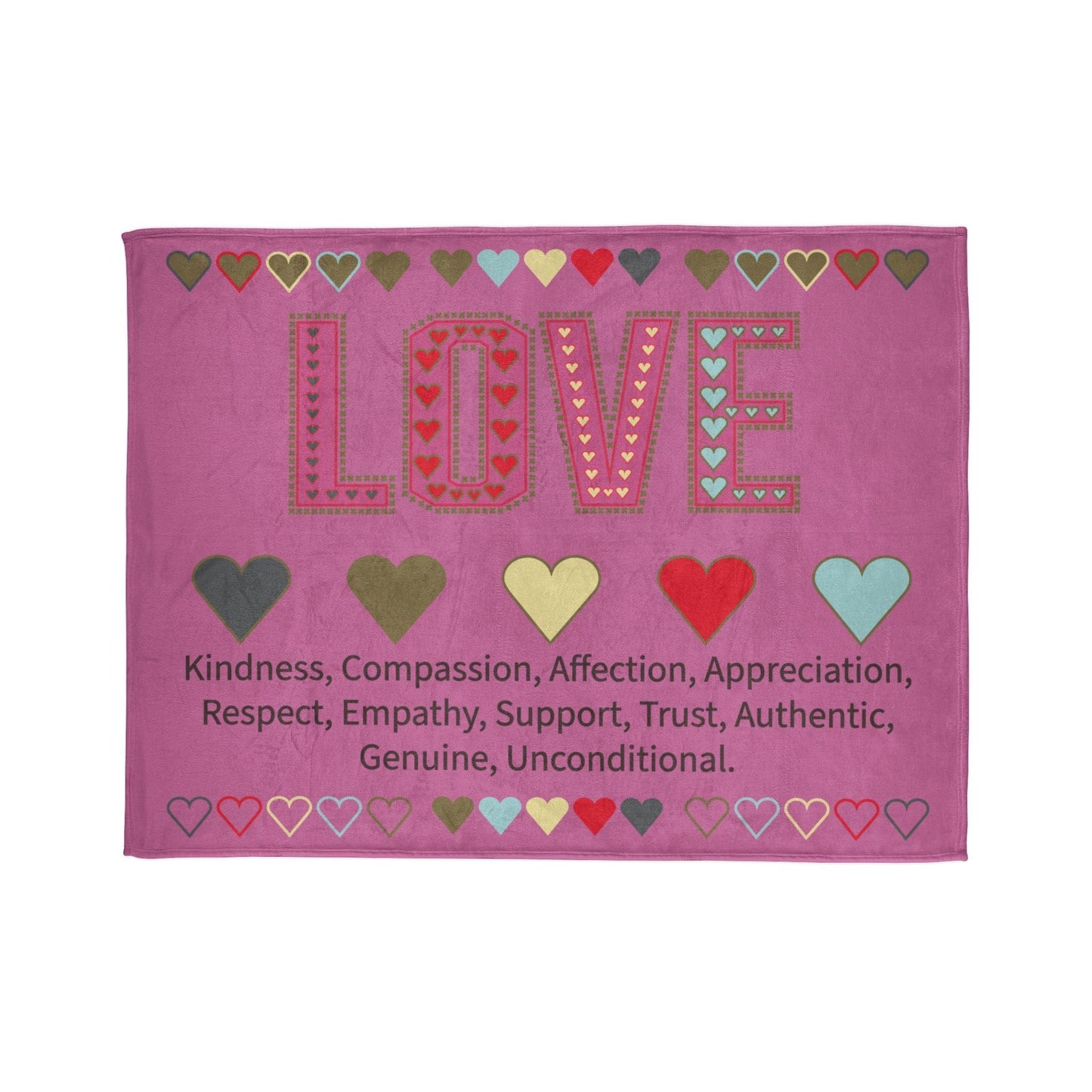 Printify Home Decor 60" × 80" Love With Heart Blanket Pink