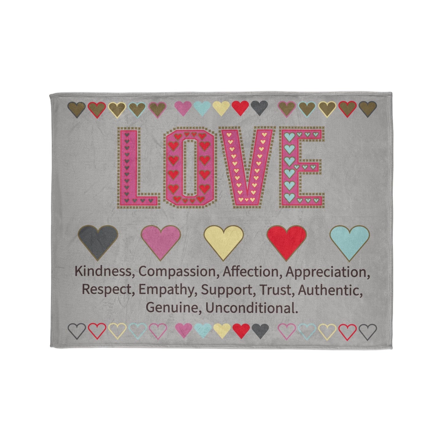 Printify Home Decor 60" × 80" Love With Hearts Blanket Grey
