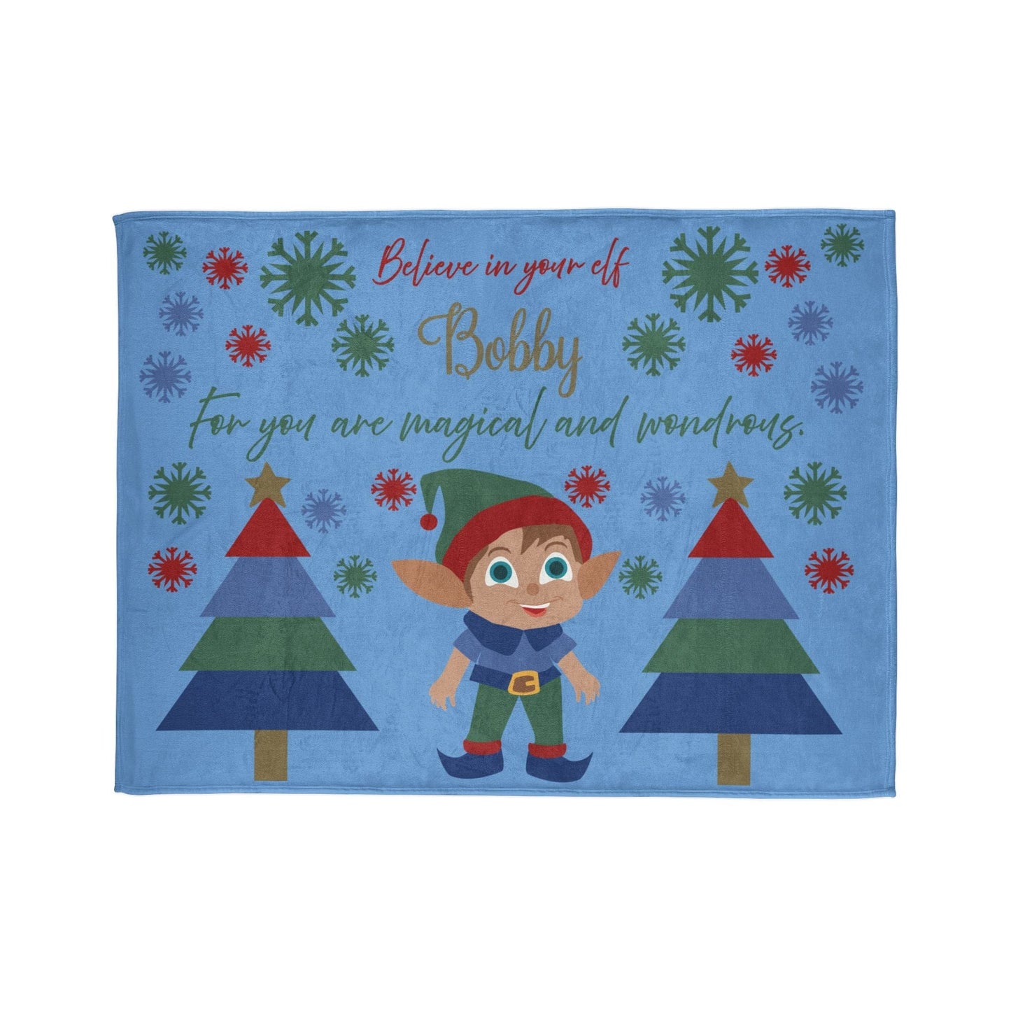 Printify Home Decor 60" × 80" Personalised Christmas Elf Blanket - Blue