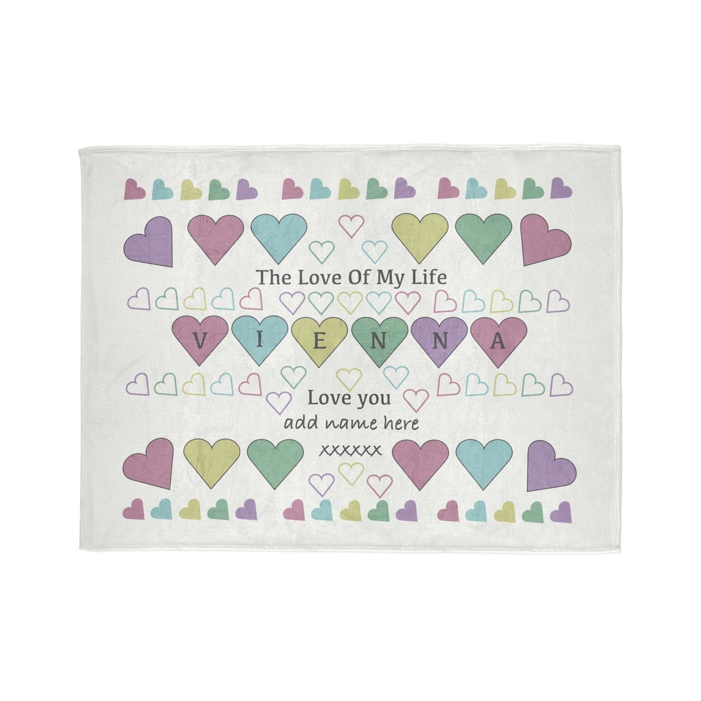 Printify Home Decor 60" × 80" Personalised Heart Icon Blanket – Custom Name Design