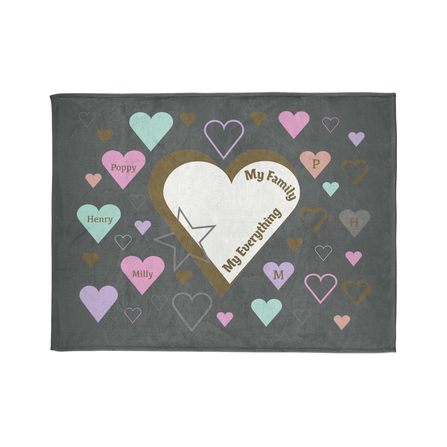 Printify Home Decor 60" × 80" Personalised My Family Hearts Blanket