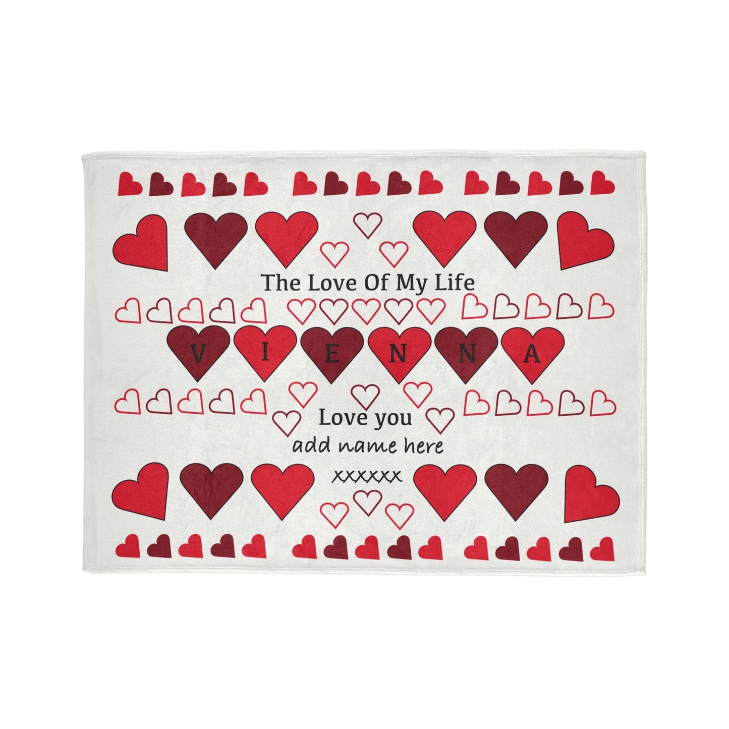 Printify Home Decor 60" × 80" Personalised Name Heart Icon Blanket Red
